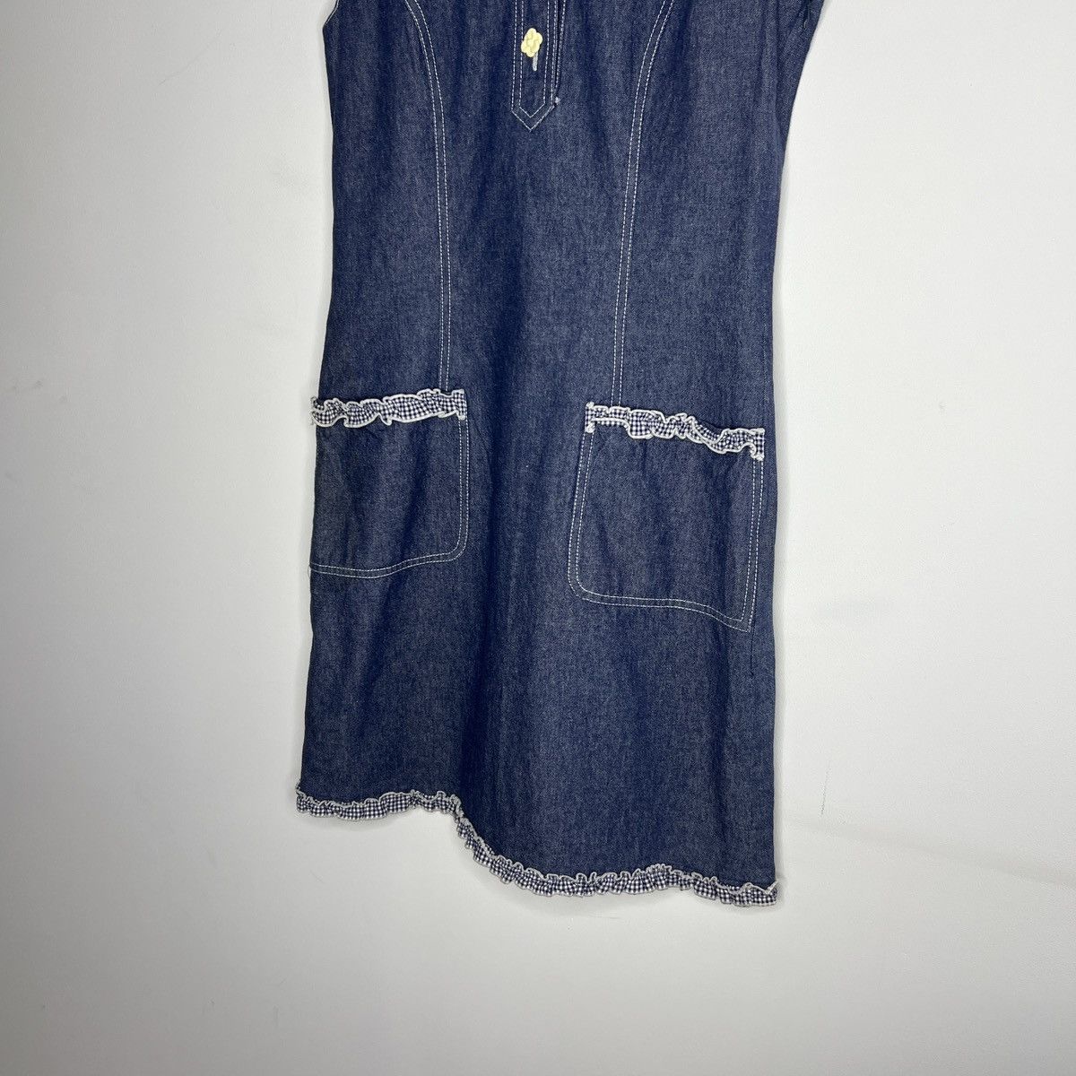 Designer × Japanese Brand René International Mini Denim Dress Uniform Preppy Style Size XS / US 0-2 / IT 36-38 - 2 Thumbnail