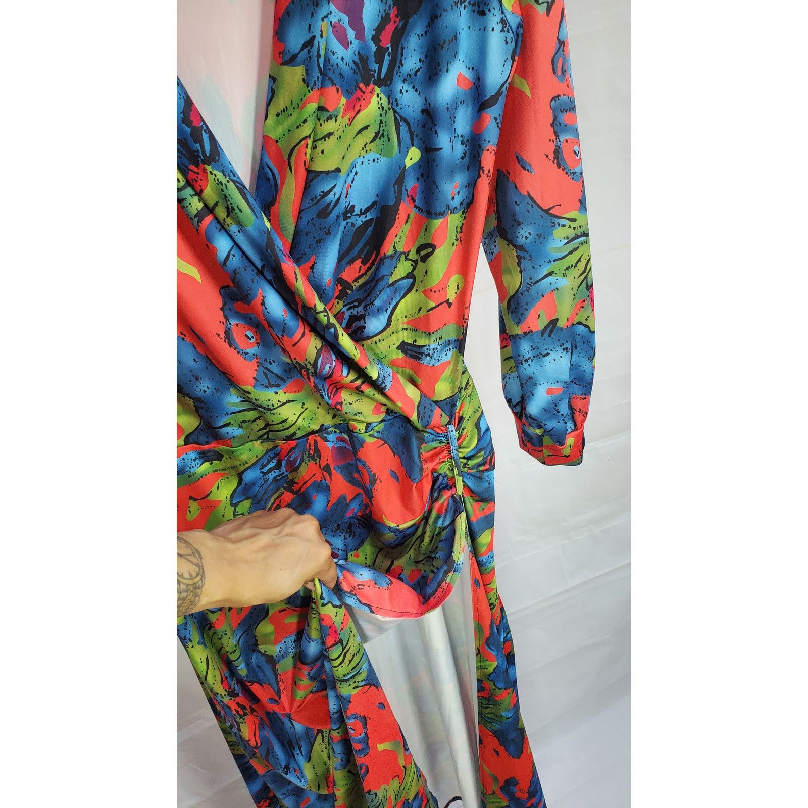 Other Neon Tropical Floral Wrap Cover Up Dress Large Size L / US 10 / IT 46 - 5 Thumbnail