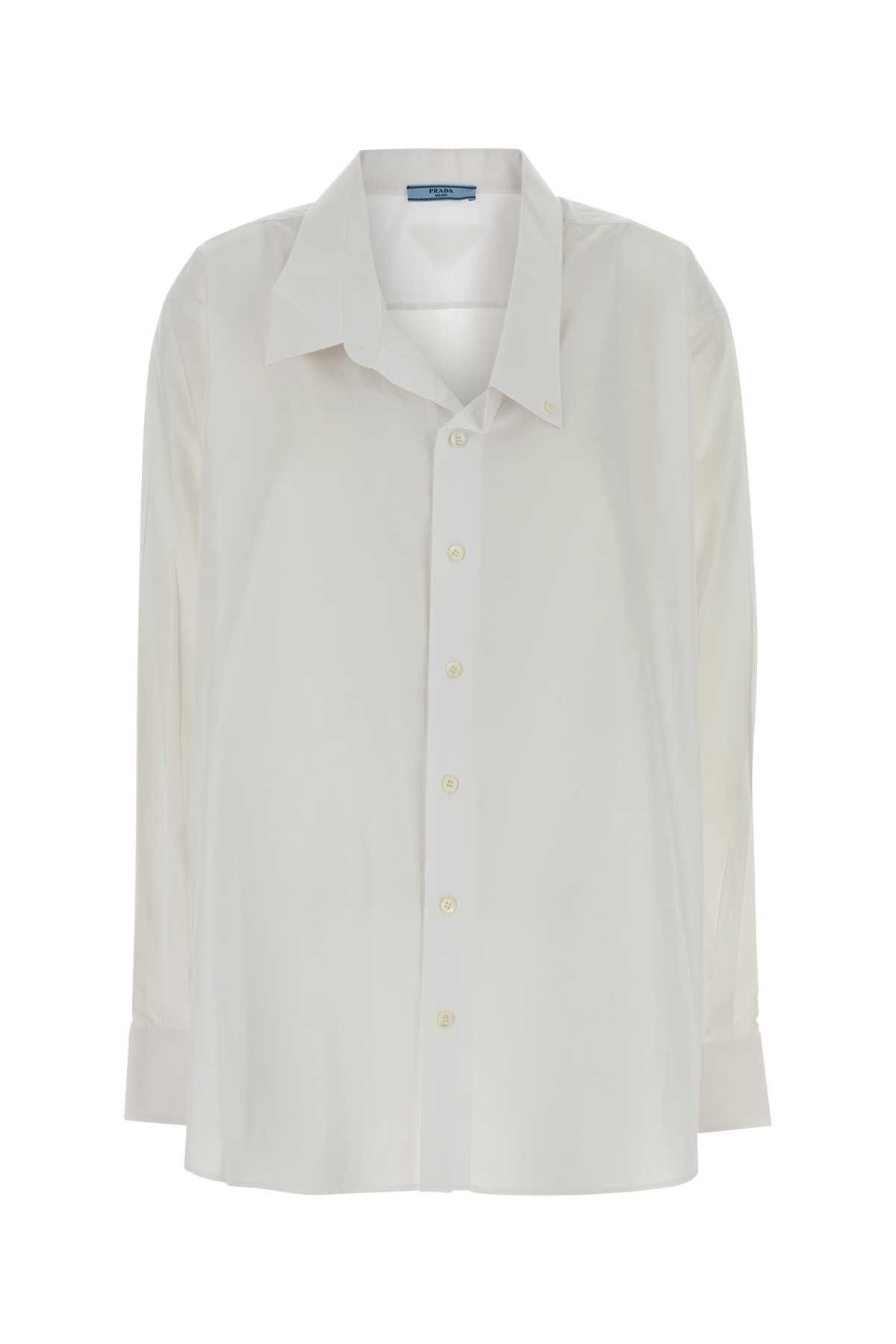 Prada White Poplin Oversize Shirt Size M / US 6-8 / IT 42-44 - 1 Thumbnail