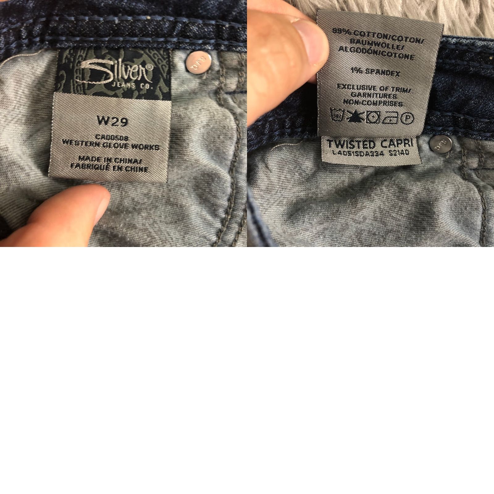 Silver Jeans Co. VINTAGE Silver Jeans Womens Twisted Capri Jeans W29 Mid Rise Dark Wash Blue Denim Capris Mens? Size 29" - 8 Thumbnail