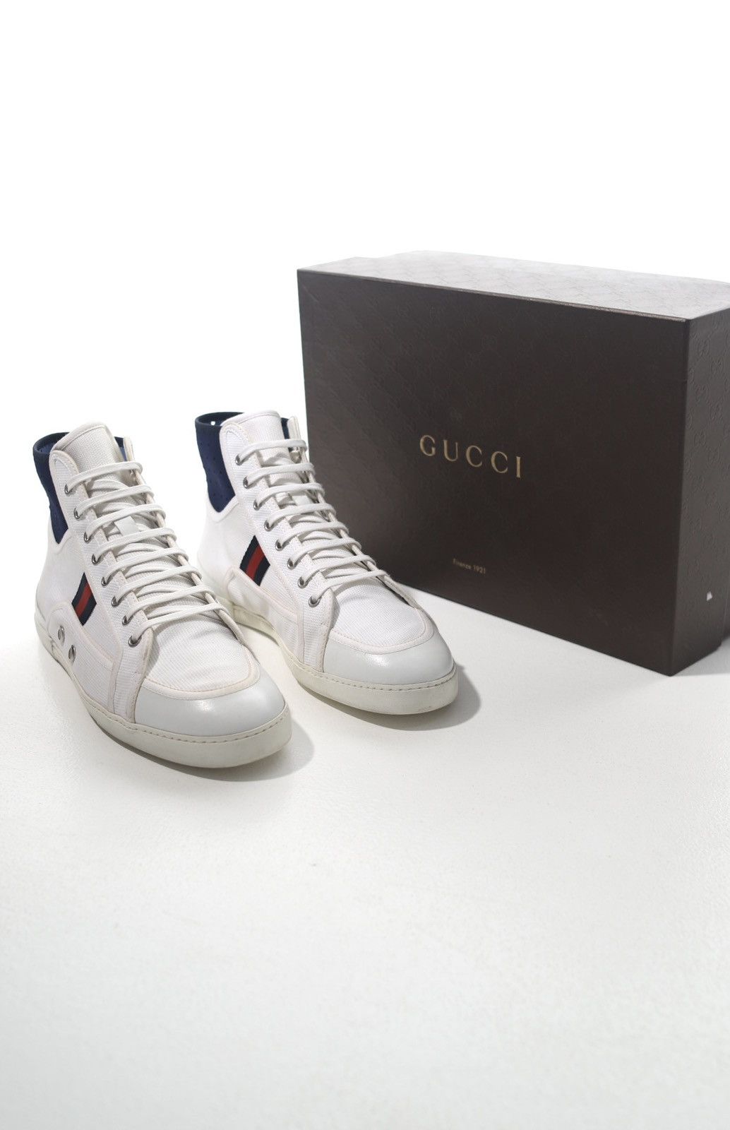 image of Gucci Men's White High Top Sneakers (Size 11)