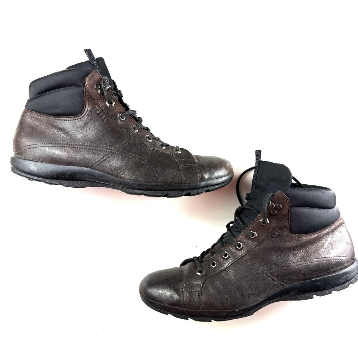 image of Prada Leather Brown Derby Boots Shoes Luxury, Men's (Size 11.5)