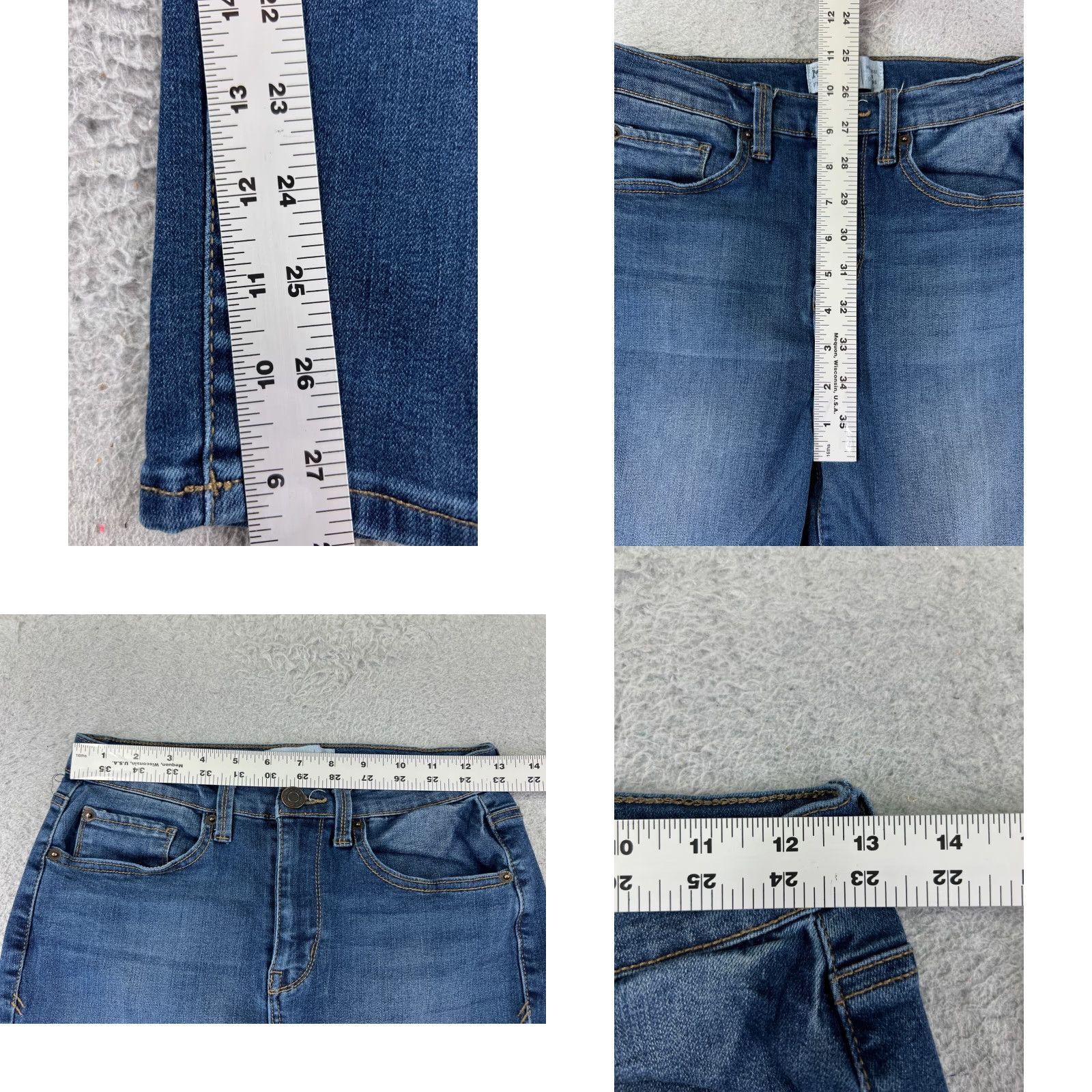 Vintage Mudd Jeans Women 5 Blue Denim Skinny FLX Stretch High Rise 24x28 Cotton Blend Regular 5-Pocket Distressed Comfort Pockets Button USA Vintage: No Size 27" / US 4 / IT 40 - 8 Thumbnail