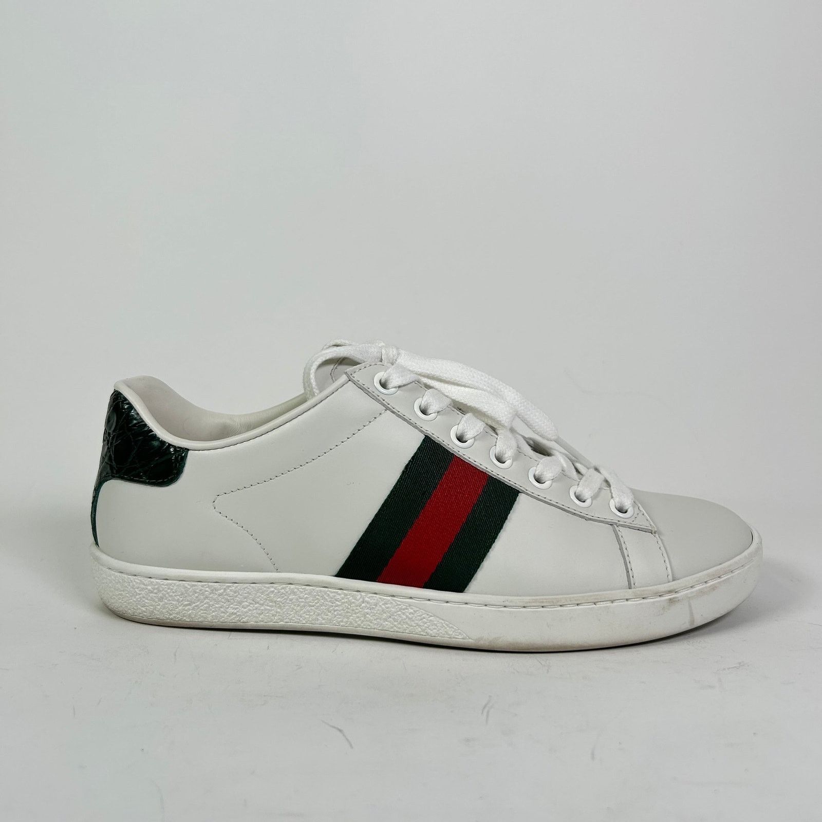 Gucci Gucci Web Ace Leather Sneaker Size US 4.5 / IT 34.5 - 1 Thumbnail