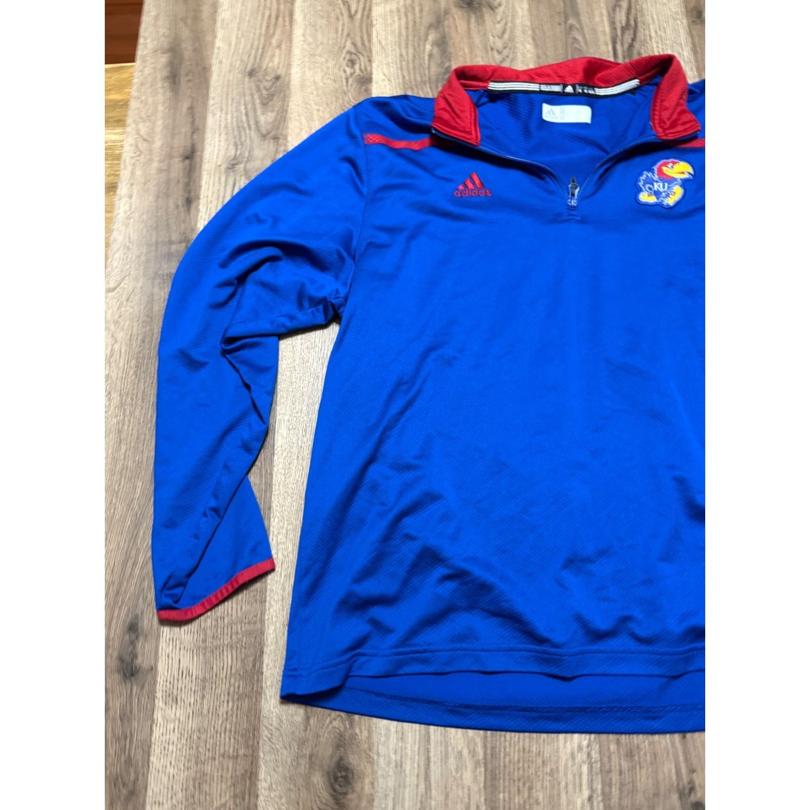 Adidas Adidas Shirt Men XL Blue Red 1/4 Zipper Pullover Kansas Jayhawks Modern Sportswear Size US XL / EU 56 / 4 - 3 Thumbnail