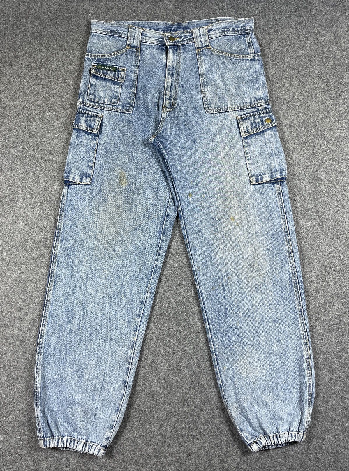 Vintage’90s🔥MANX🔥Distressed Light Blue Cargo Pants