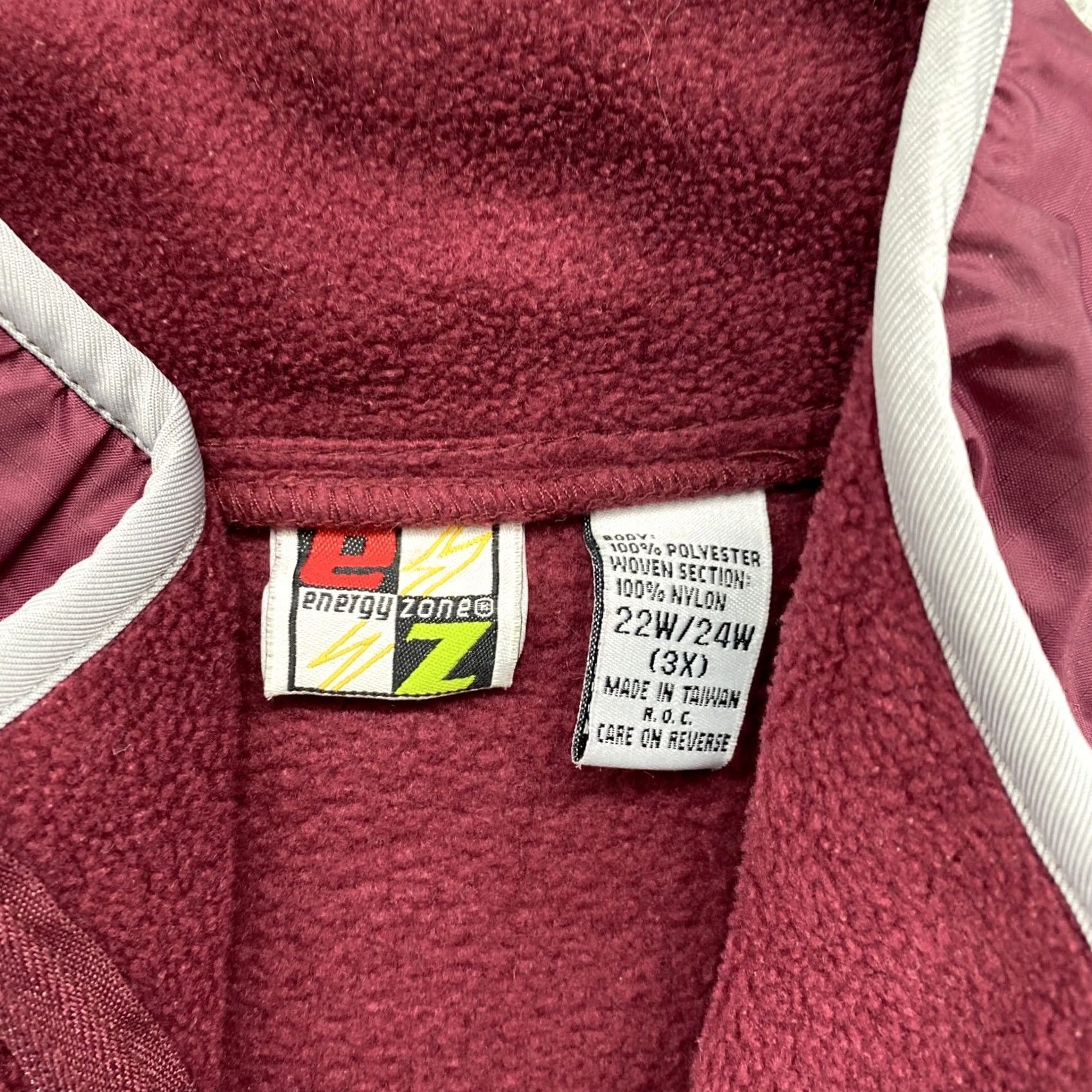 Vintage Energy Zone Maroon Full Zip Vest - Plus Size 3X - Fleece Size XXL / US 16-18 / IT 52-54 - 3 Thumbnail