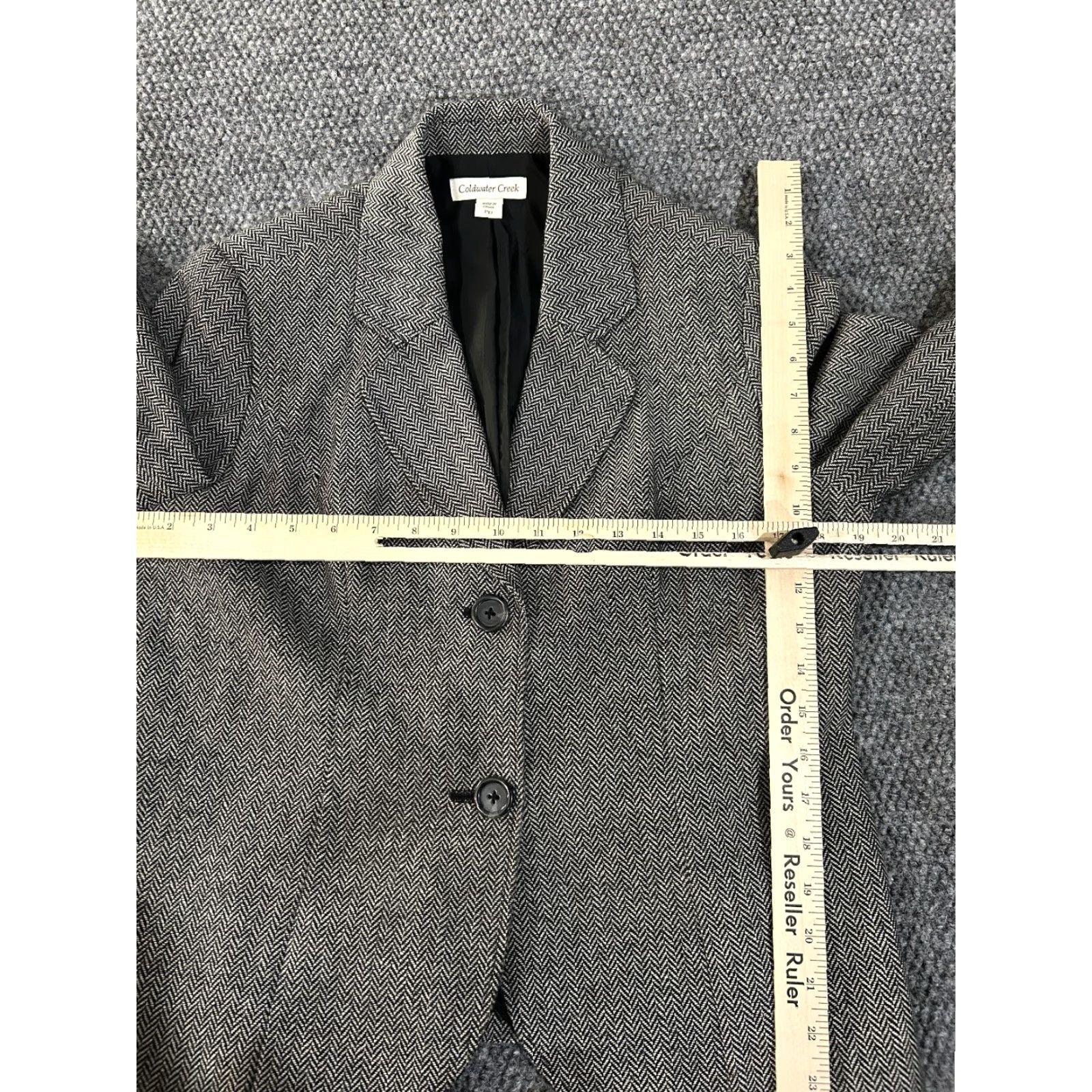Coldwater Creek Coldwater Creek Blazer Jacket Womens 10P Petite Gray White Herringbone Lined Casual Business Zip Long Sleeve Cotton Canvas Polyester Zipper Size L / US 10 / IT 46 - 4 Thumbnail
