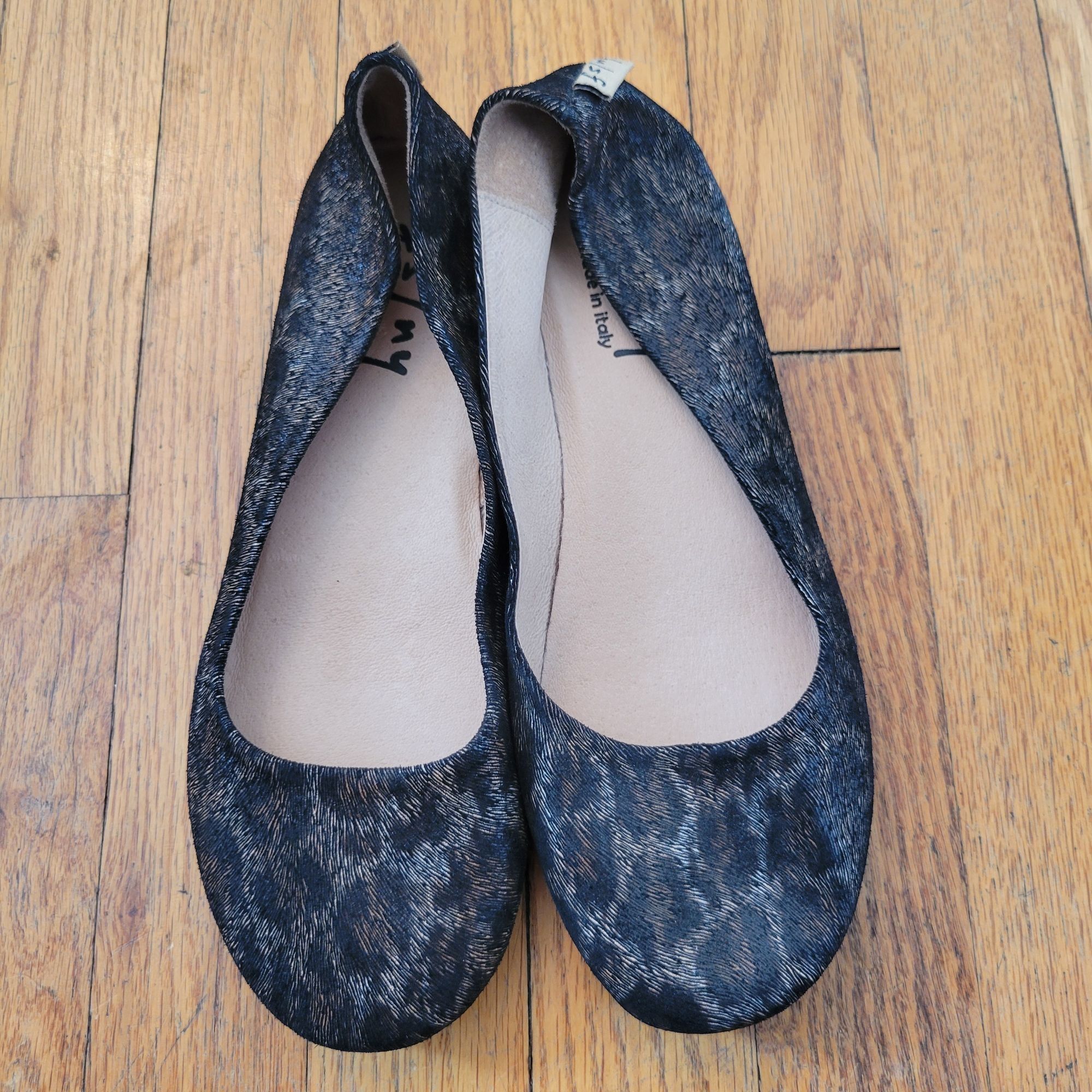 Vintage FS NY 8 Italy Animal Leopard Print Flats Shoes Wedge Black G Size US 8 / IT 38 - 2 Thumbnail