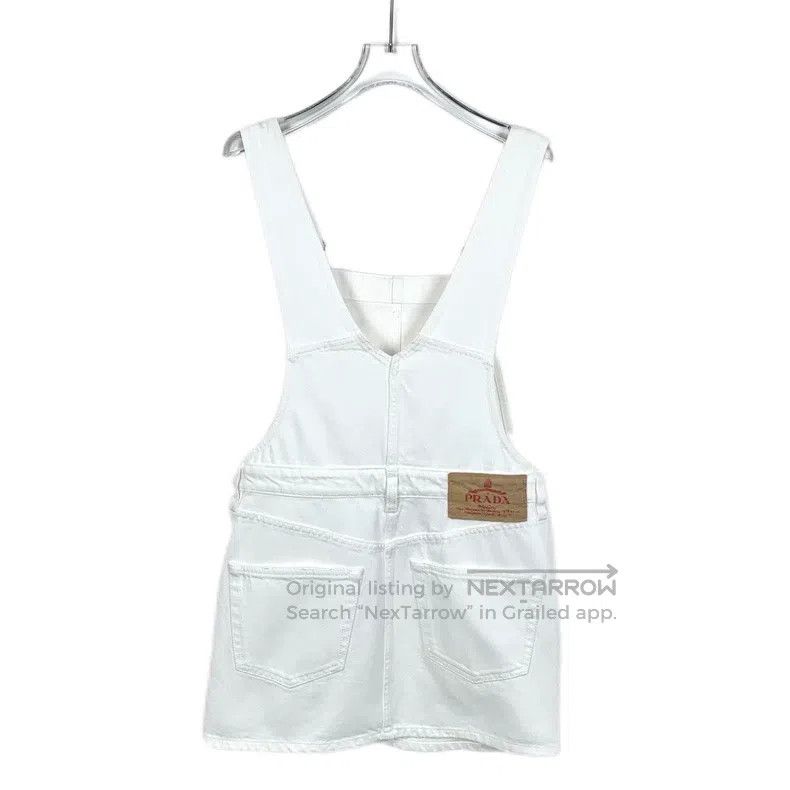 Prada Prada White triangle logo cotton strap dress Size XXS / US 00 / IT 34 - 2 Thumbnail