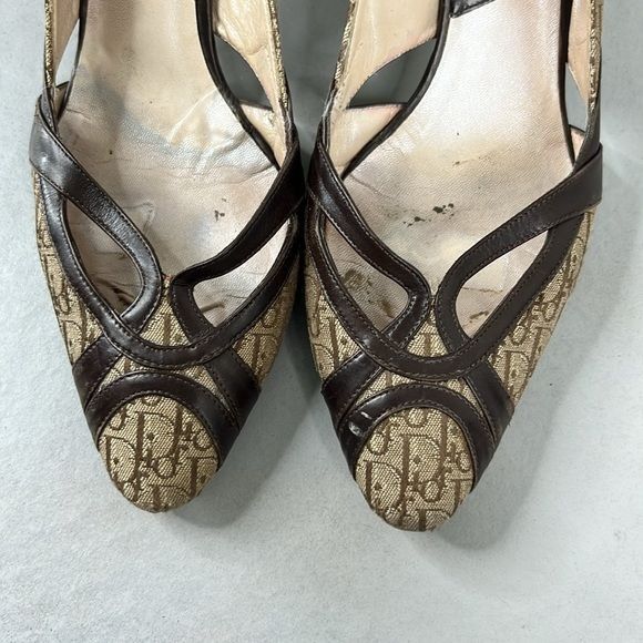 Dior VTG Dior Logo Mania Signature Canvas Leather Point Toe 90s H Size US 8 / IT 38 - 7 Thumbnail