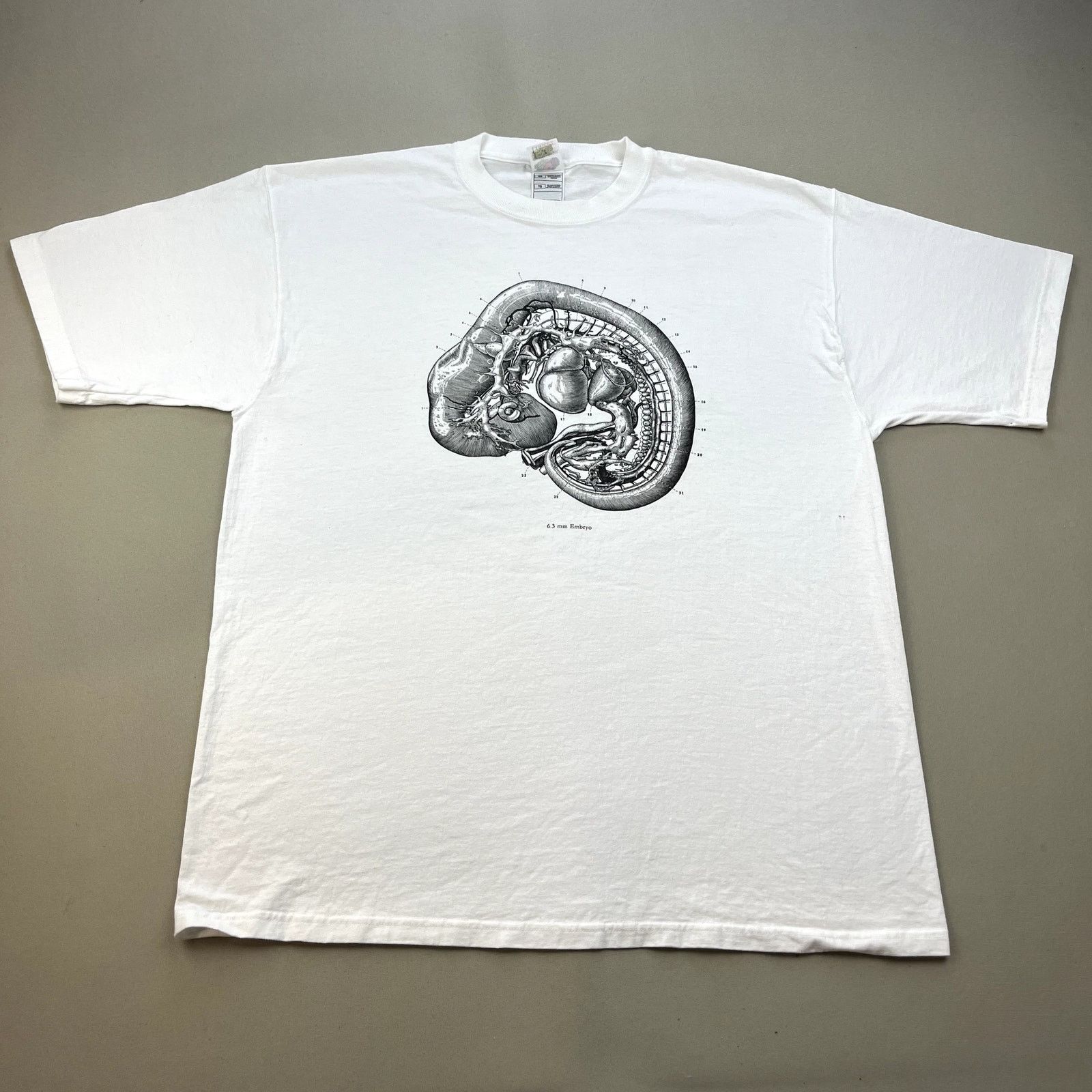 Vintage Vintage Anatomy Science T-Shirt XL White Embryo Human Heart ...