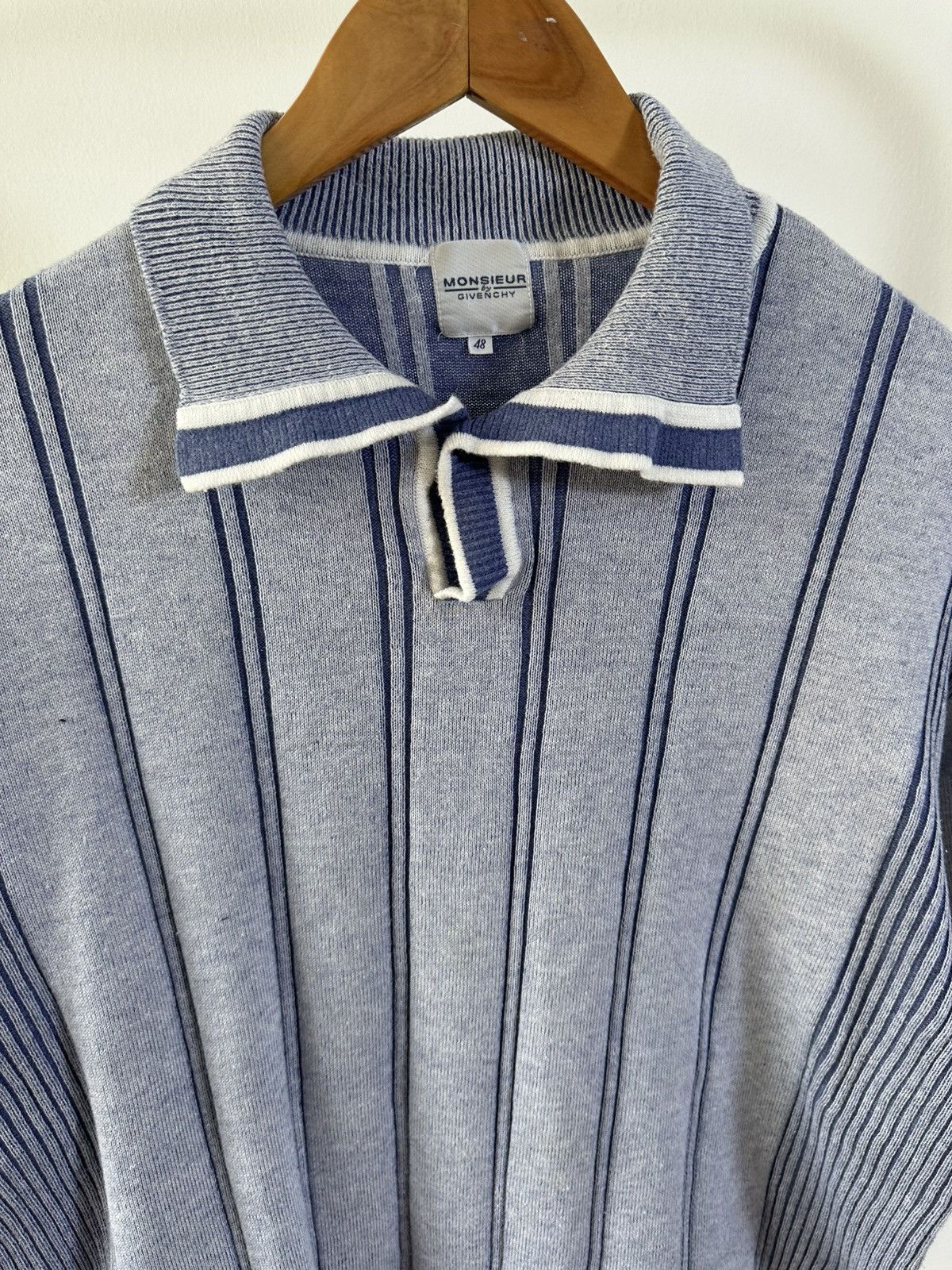 Givenchy Vintage Givenchy Monsieur Striped Knit Polo Size US M / EU 48-50 / 2 - 3 Thumbnail