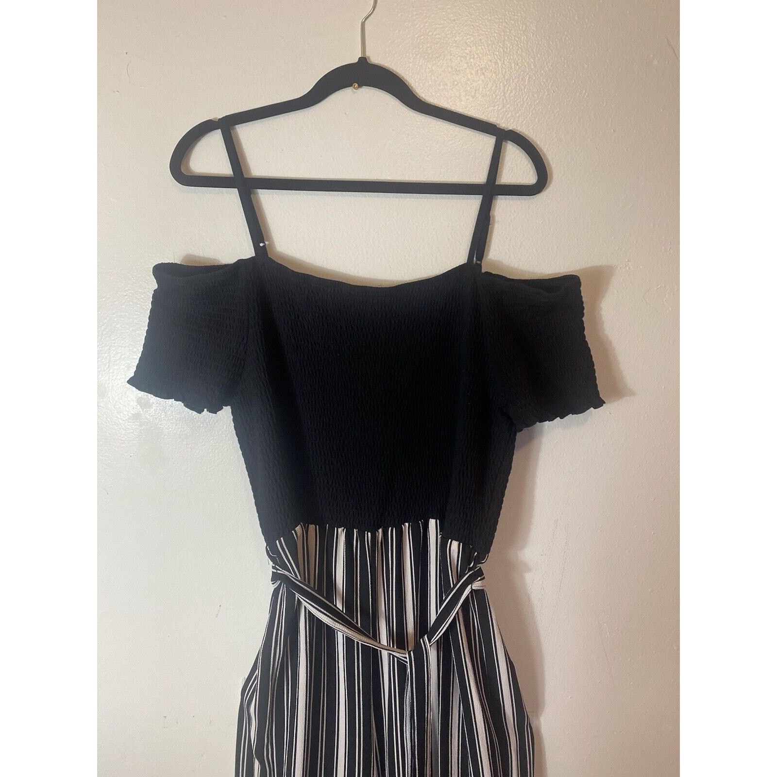 Other Jumpsuit Womens 3X Black & white Striped Ankle Wide Leg Size 38" / US 16 / IT 52 - 4 Thumbnail