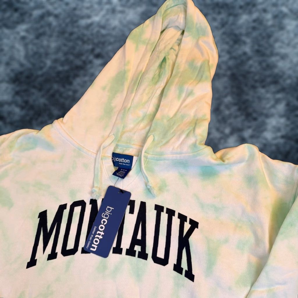Vintage Big Cotton Hoodie Womens Medium Green White Montauk Tie Dye Pullover G7152 NEW Size M / US 6-8 / IT 42-44 - 1 Thumbnail