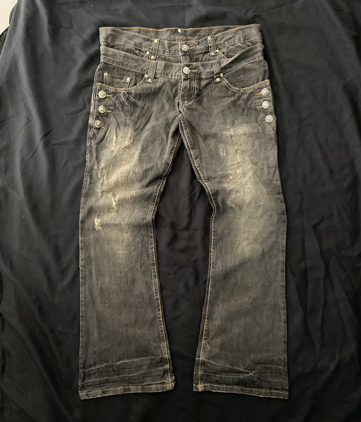 K-Two Studios Japanese Double Waist Flared Seditionaries Jeans Size US 33 - 1 Thumbnail
