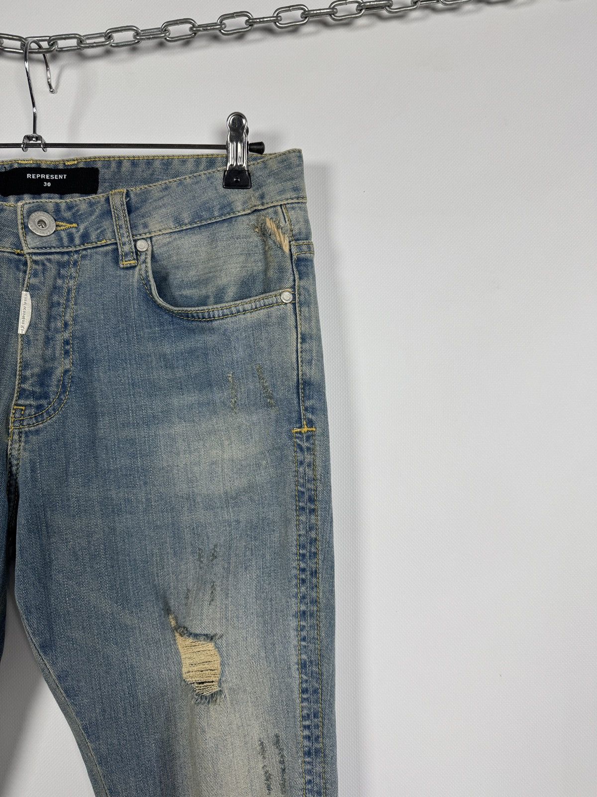 Represent Clo. Represent Destroyer Indigo Skinny Jeans Distressed Denim 30 Size US 30 / EU 46 - 2 Thumbnail