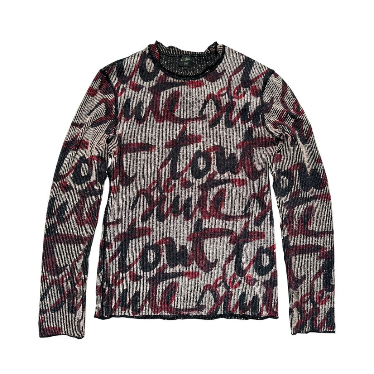 Jean Paul Gaultier Script graphic ribbed stretch sweater Size US M / EU 48-50 / 2 - 1 Thumbnail