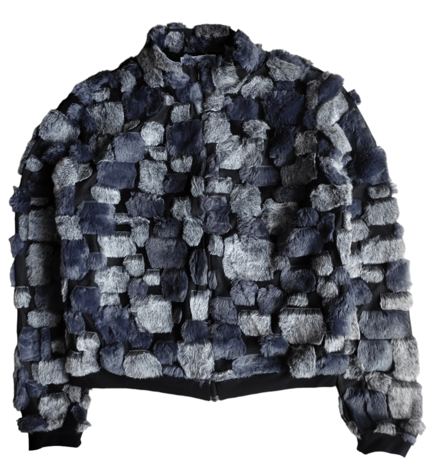 image of If Six Was Nine Anne Fontaine Mesh Fur Patchwork Bomber Jacket, Women's (Size XS)