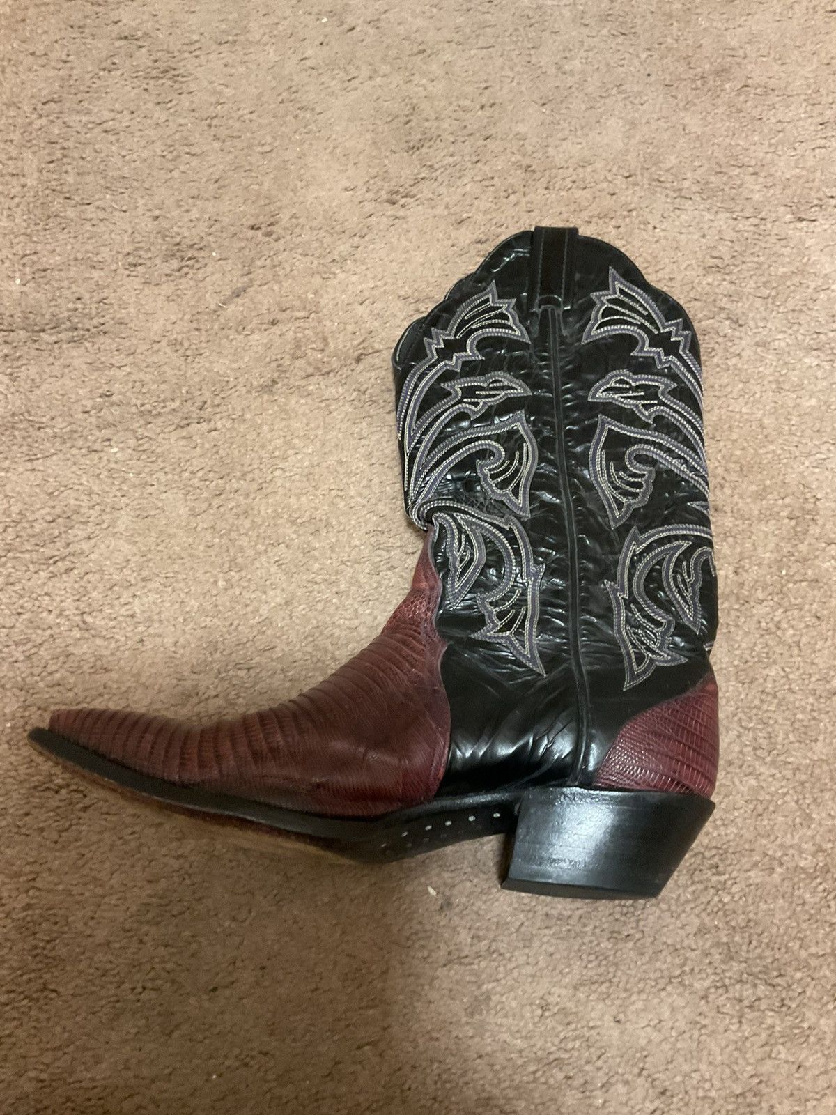 Tony Lama Vintage Tony Lama Black/Maroon Western Boots Size 7 Size US 7 / IT 37 - 8 Thumbnail