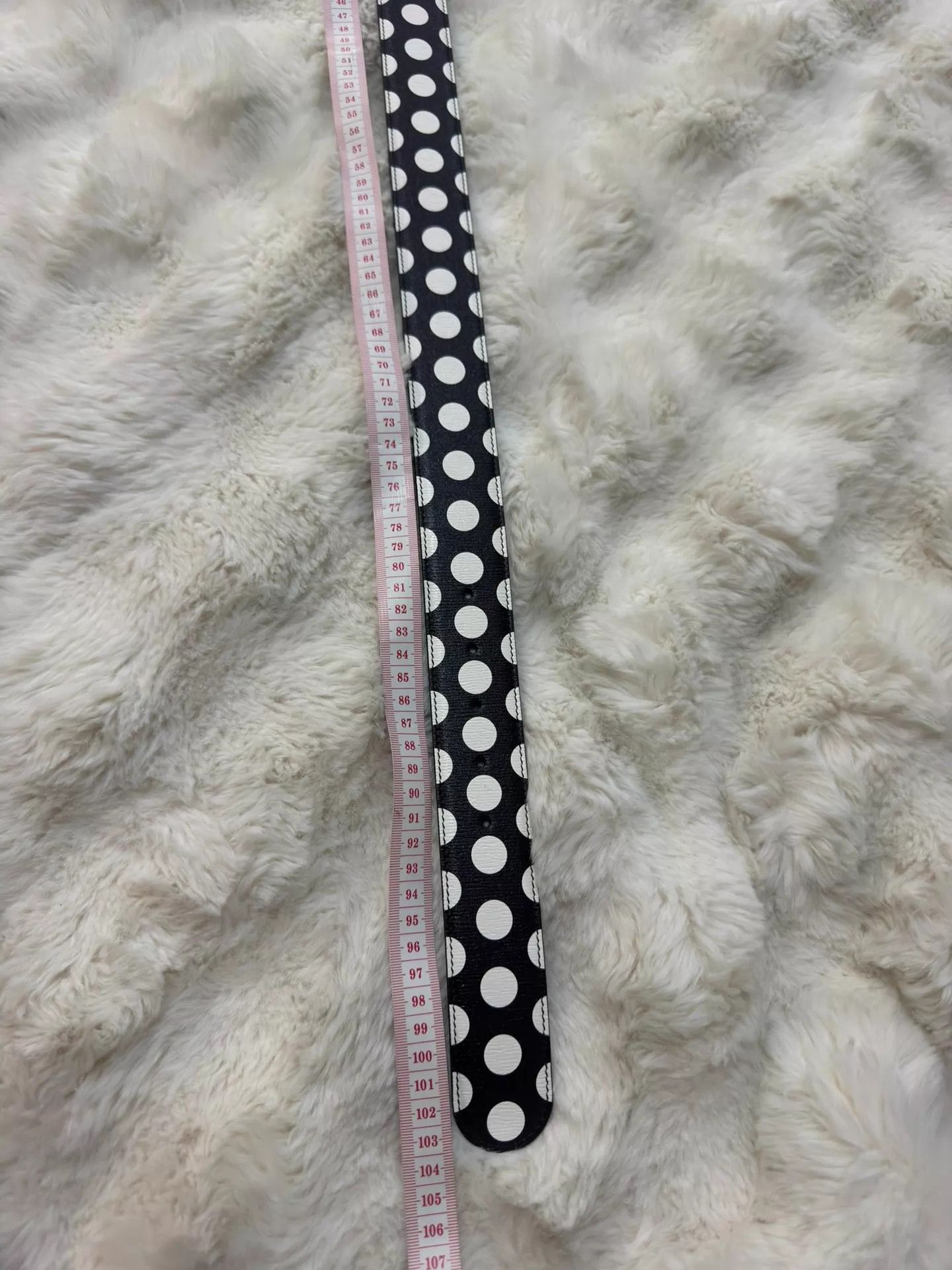 Gucci Gucci Black White Polka Dot Gold Buckle Belt 85 Size ONE SIZE - 7 Thumbnail