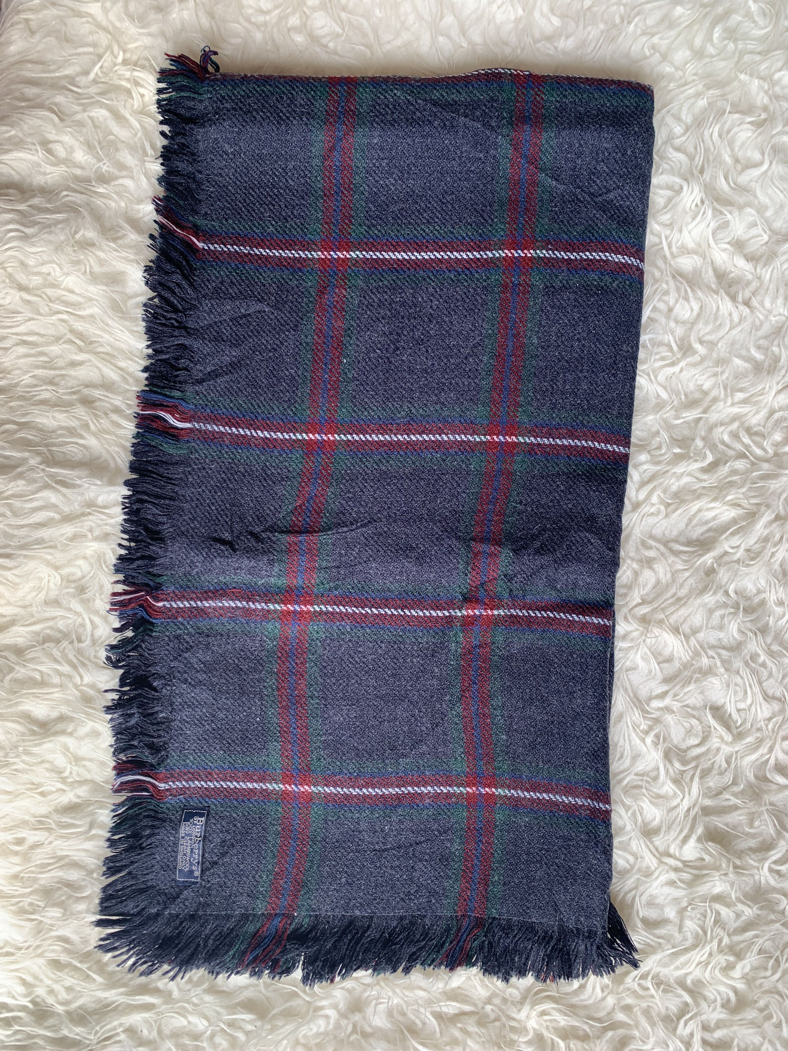 Burberry Burberry Scarf Navy Blue multicolor square Wool scarf Size ONE SIZE - 4 Thumbnail
