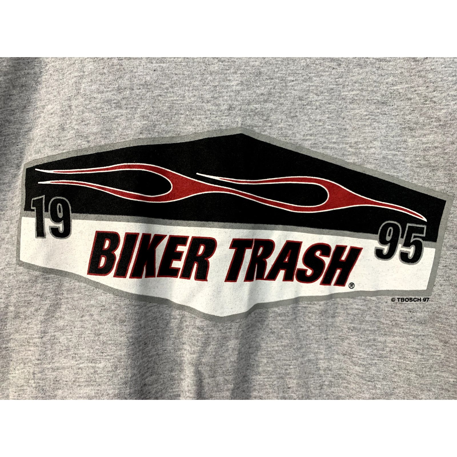 Jerzees Vintage Biker Trash Shirt Tee Large Gray 1995 VTG 90s 1990s Size US L / EU 52-54 / 3 - 2 Thumbnail