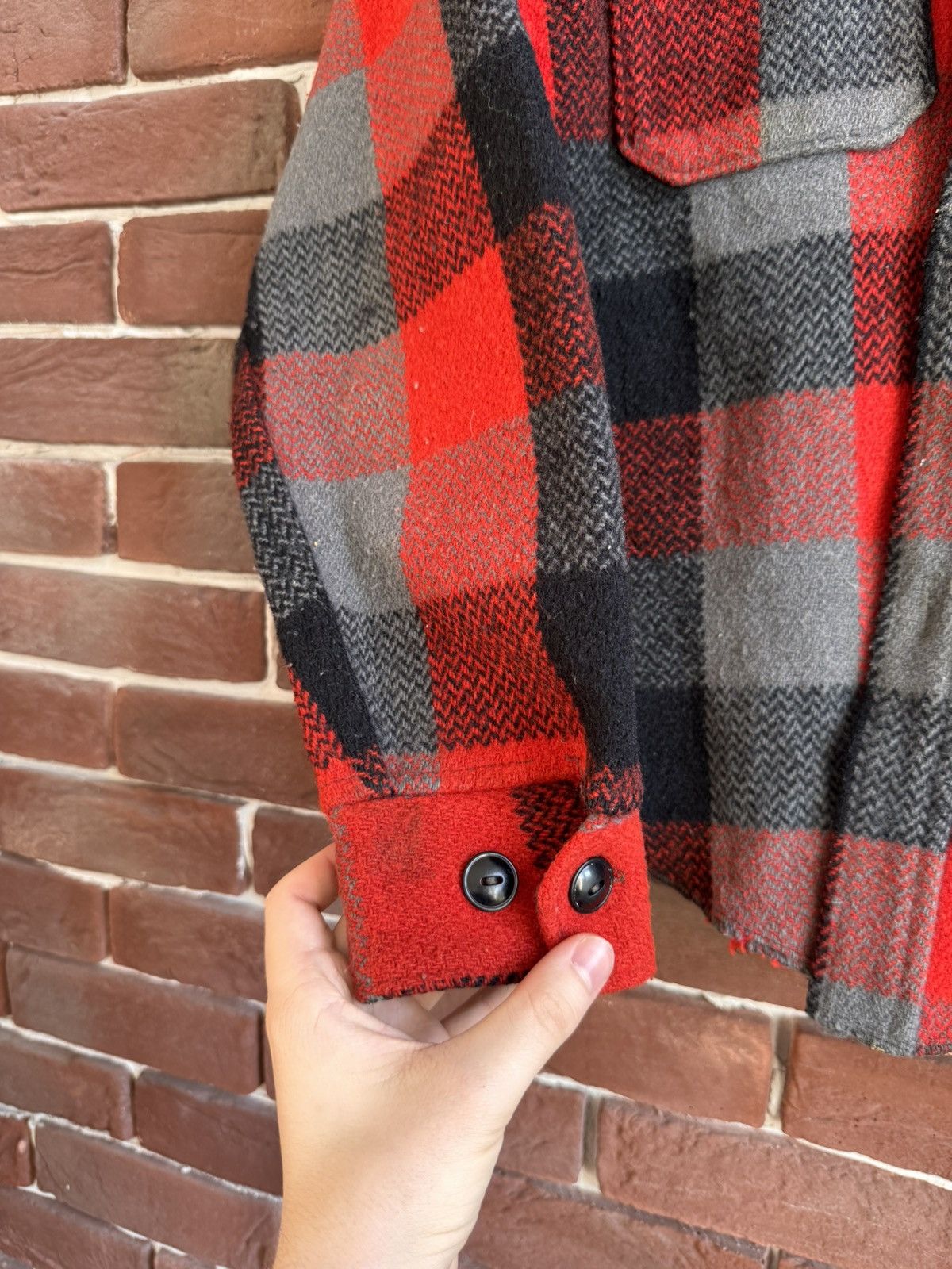 Vintage Vintage melton Wool flannel Red button up shirt motorcycle M Size US M / EU 48-50 / 2 - 8 Thumbnail