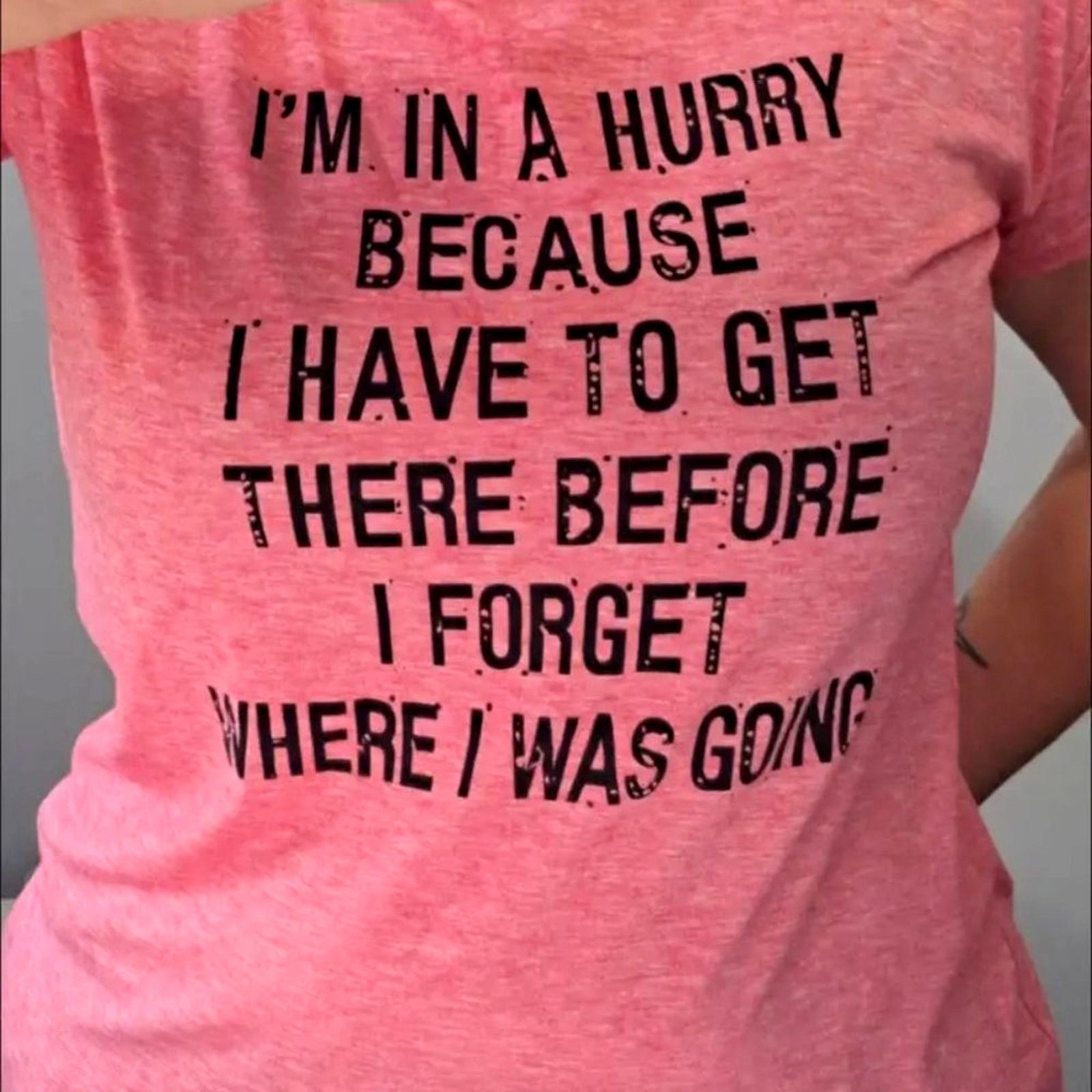 Other I'm In A Hurry Forgetful Funny T-Shirt Coral size L (8/10) Size L / US 10 / IT 46 - 3 Thumbnail