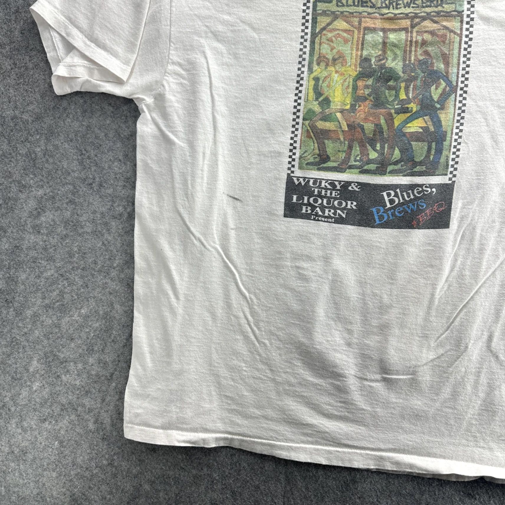 Vintage VINTAGE Oneita Blues Brews BBQ T-Shirt Mens XL White Music Festival 90s Tee Size US XL / EU 56 / 4 - 4 Thumbnail
