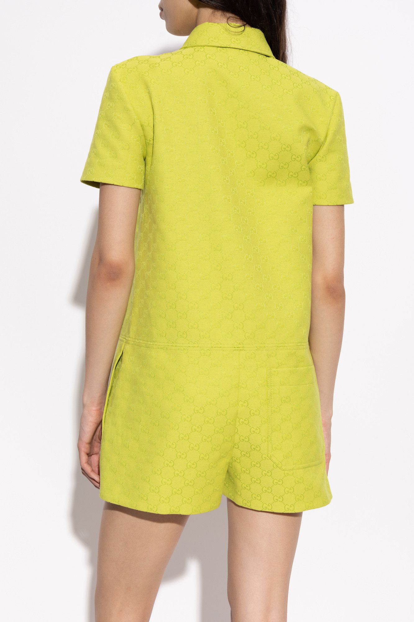 Gucci o1la5ras0526 GG Canvas Jumpsuits With Horsebit in Green Size 25" / US 0 / IT 36 - 4 Thumbnail