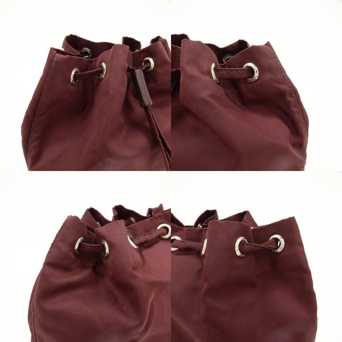 Prada Prada Triangle Logo Nylon Drawstring Pouch Burgundy Size ONE SIZE - 5 Thumbnail
