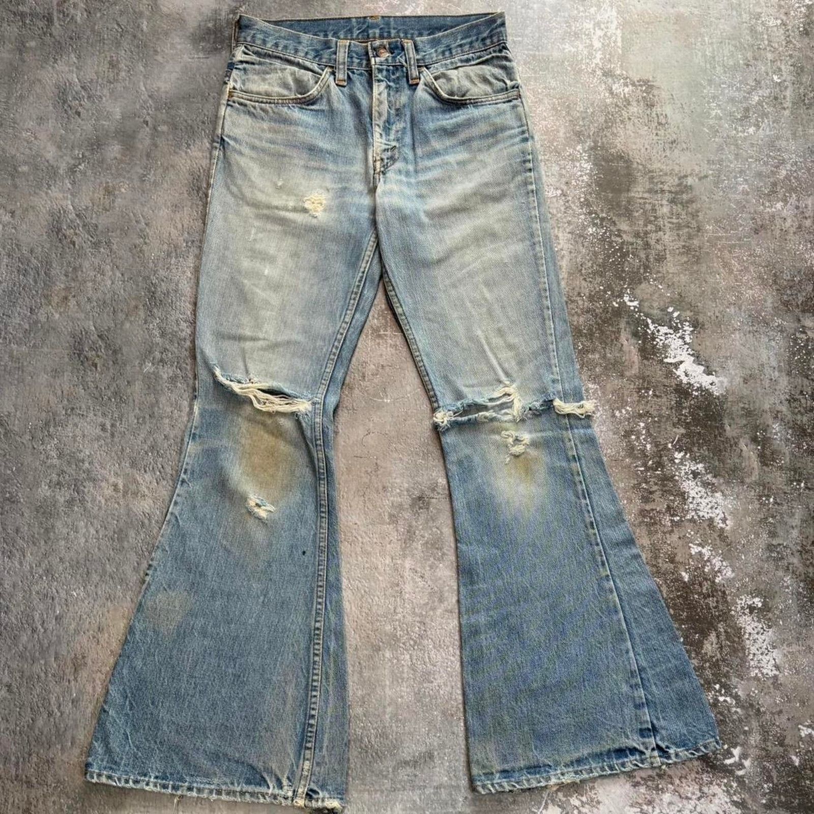 Levi's × Vintage Vintage 70s Levis Bell Bottoms Orange Tab Big E Distressed. Size 28" / US 6 / IT 42 - 1 Thumbnail
