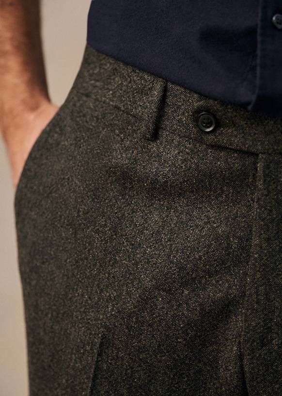Other Octobre Éditions Carl Tweed Trousers Khaki Wool Flannel Size US 28 / EU 44 - 2 Thumbnail