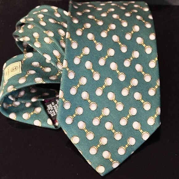 Chanel Chanel Silk Tie Mens Kelly Green Baroque Jewelry Gemstone Pe Size ONE SIZE - 3 Thumbnail