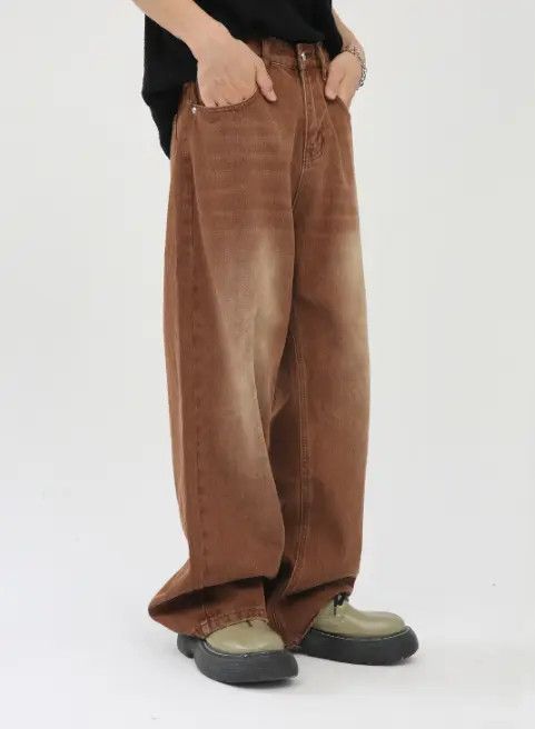 Japanese Brand nezawa x Saki Vintage Brown Washed Loose Straight Jeans Size US 32 / EU 48 - 8 Thumbnail