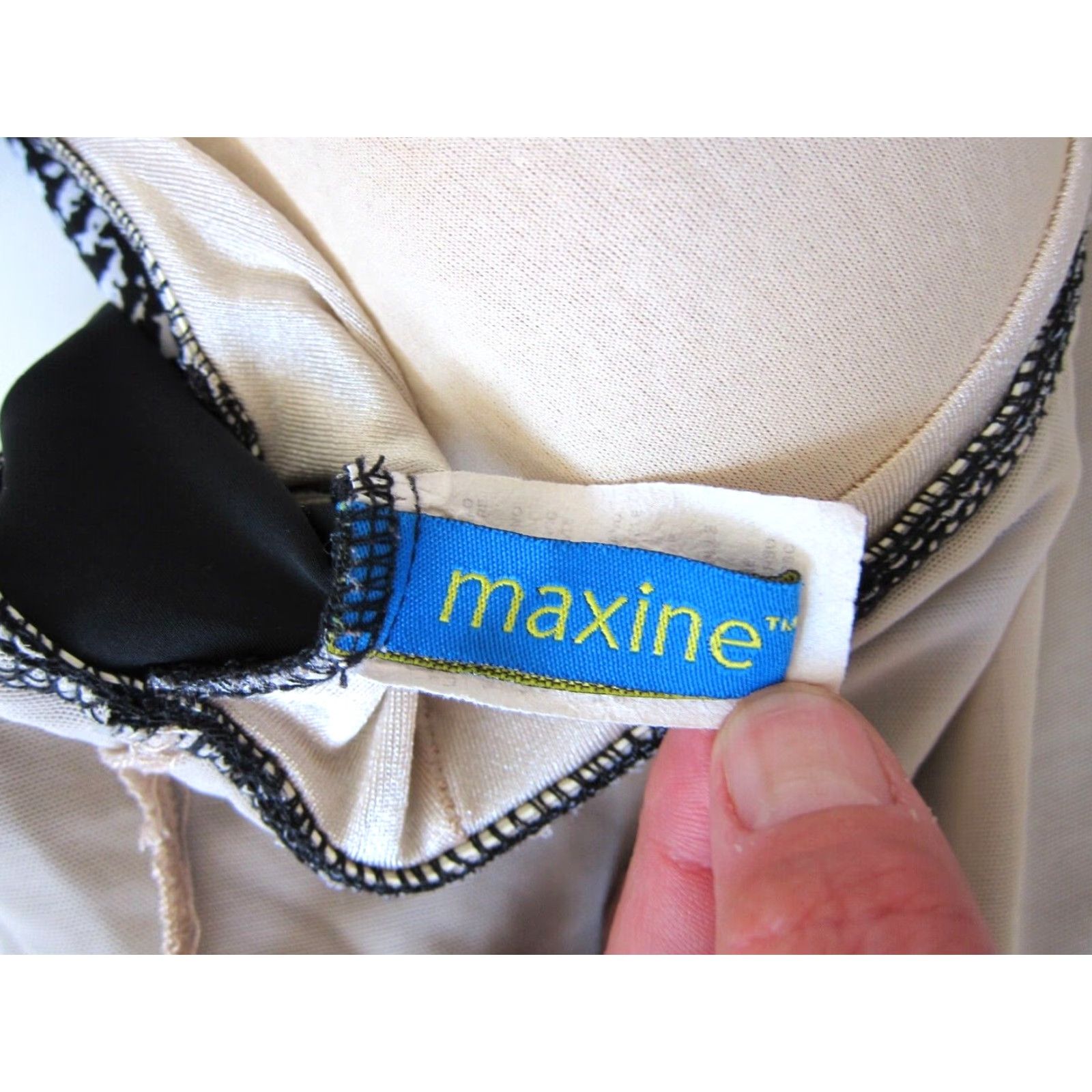 Vintage Maxine One Piece Swimsuit Dress Slimming Black 14 Women Polka Dot Built In Padded Bust 90s? Size XL / US 12-14 / IT 48-50 - 6 Thumbnail