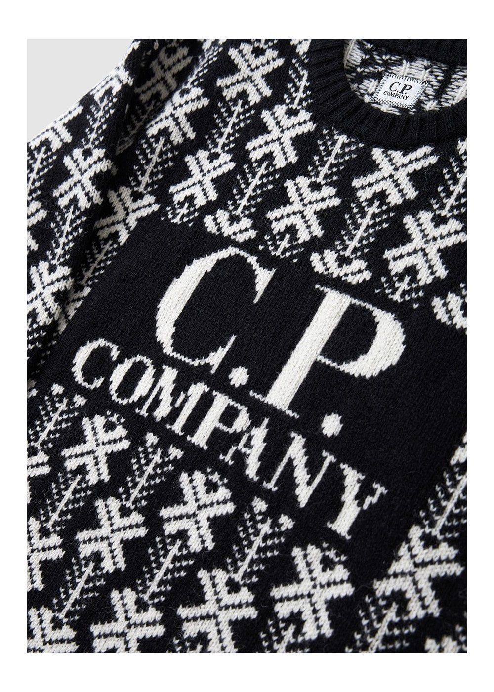 C.P. Company o1y1224 Logo Crewneck Sweater in Black/White Size US S / EU 44-46 / 1 - 3 Thumbnail