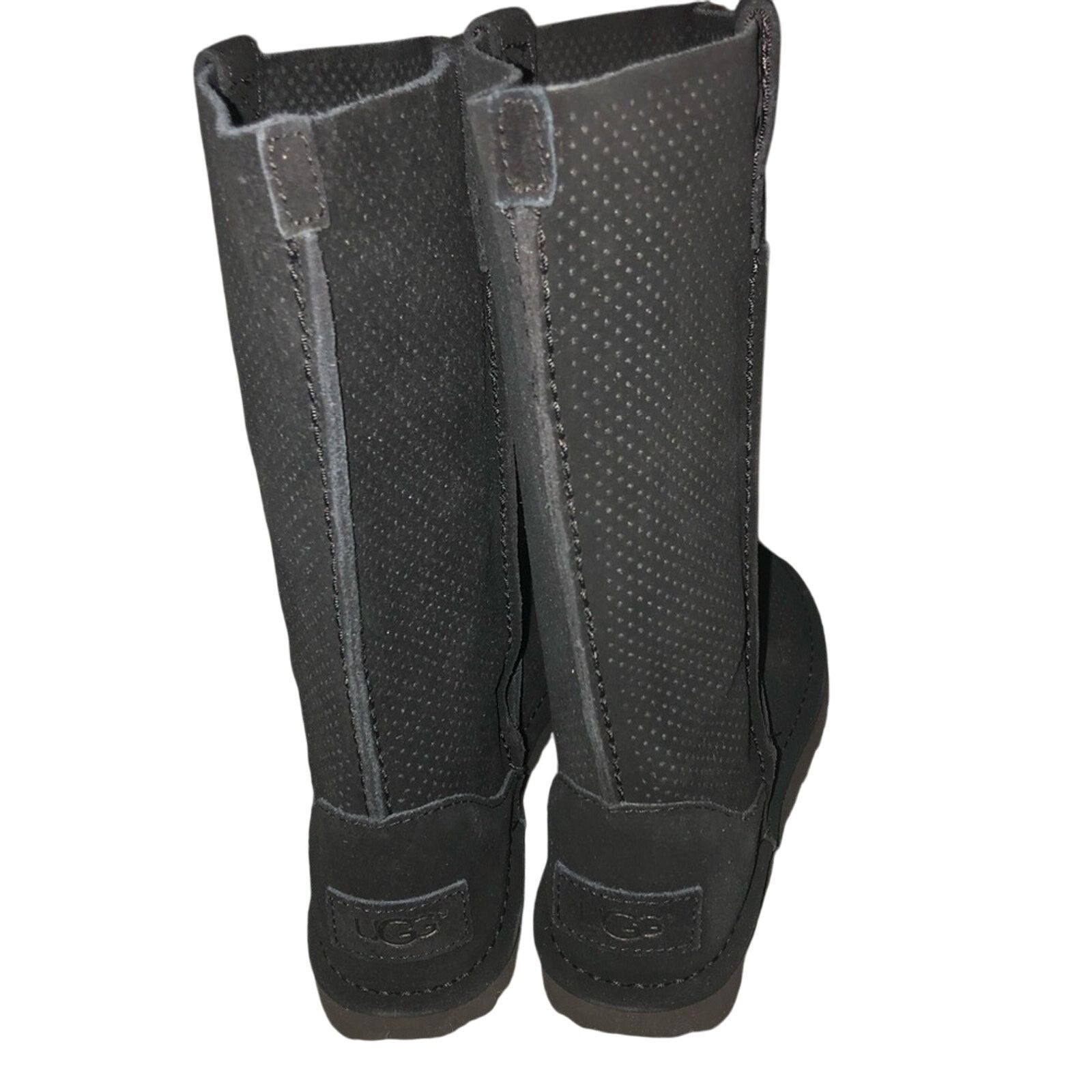 Ugg NEW UGG TALL BLACK LEATHER PERFORATED LEATHER BOOT SZ 5 Size US 5 / IT 35 - 5 Thumbnail