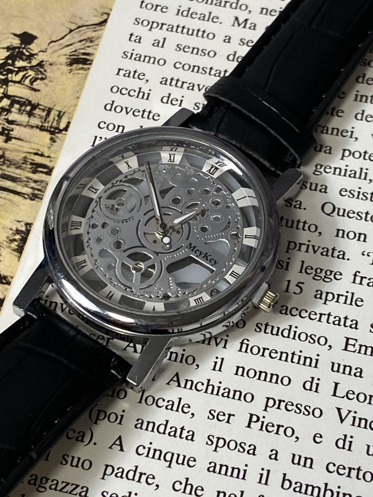 Japanese Brand Vintage Style Skeleton Watch - Leather Strap Size ONE SIZE - 2 Thumbnail