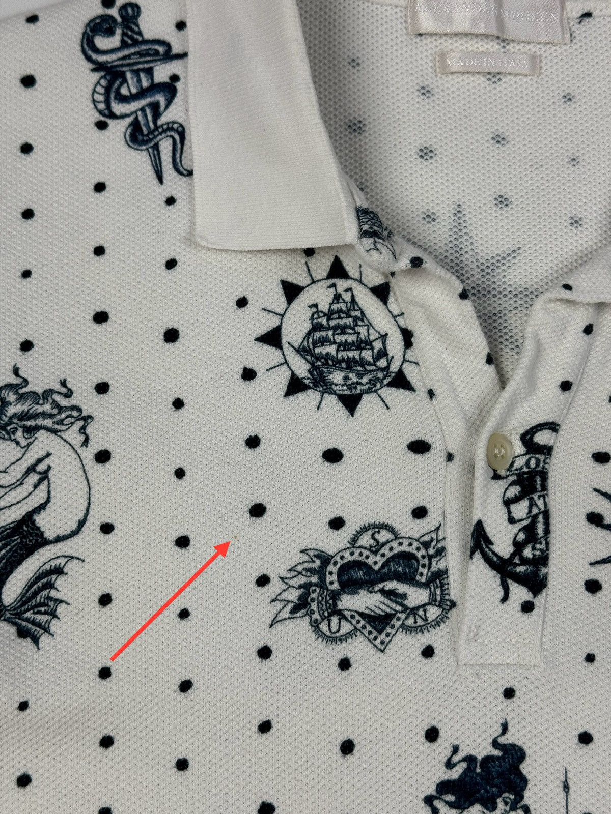 Alexander McQueen × Designer ALEXANDER MCQUEEN Lost At Sea Tattoo Printed Polo Shirt Size US S / EU 44-46 / 1 - 8 Thumbnail