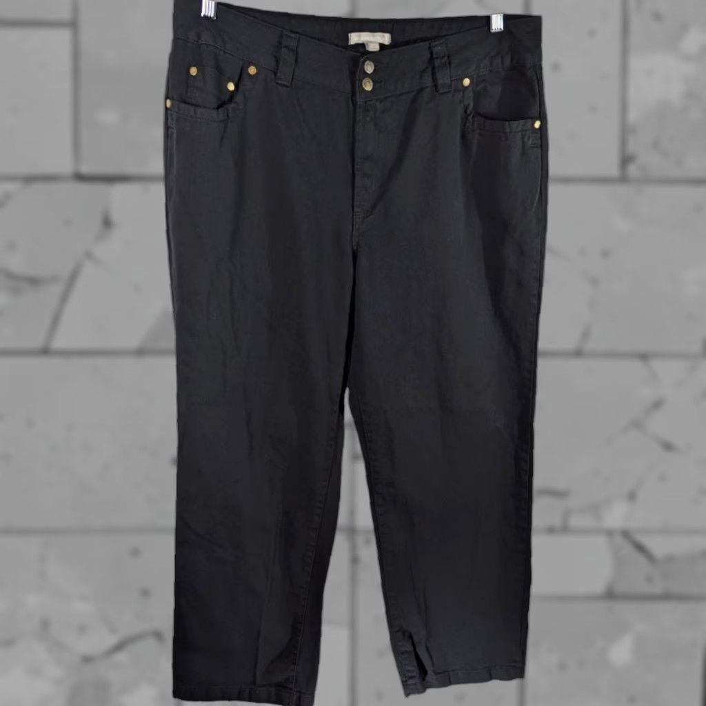 Woman Within Black Jeans Womens Plus Size 18W Straight Leg Denim 39x29.5 Mens? Girls? Wait.