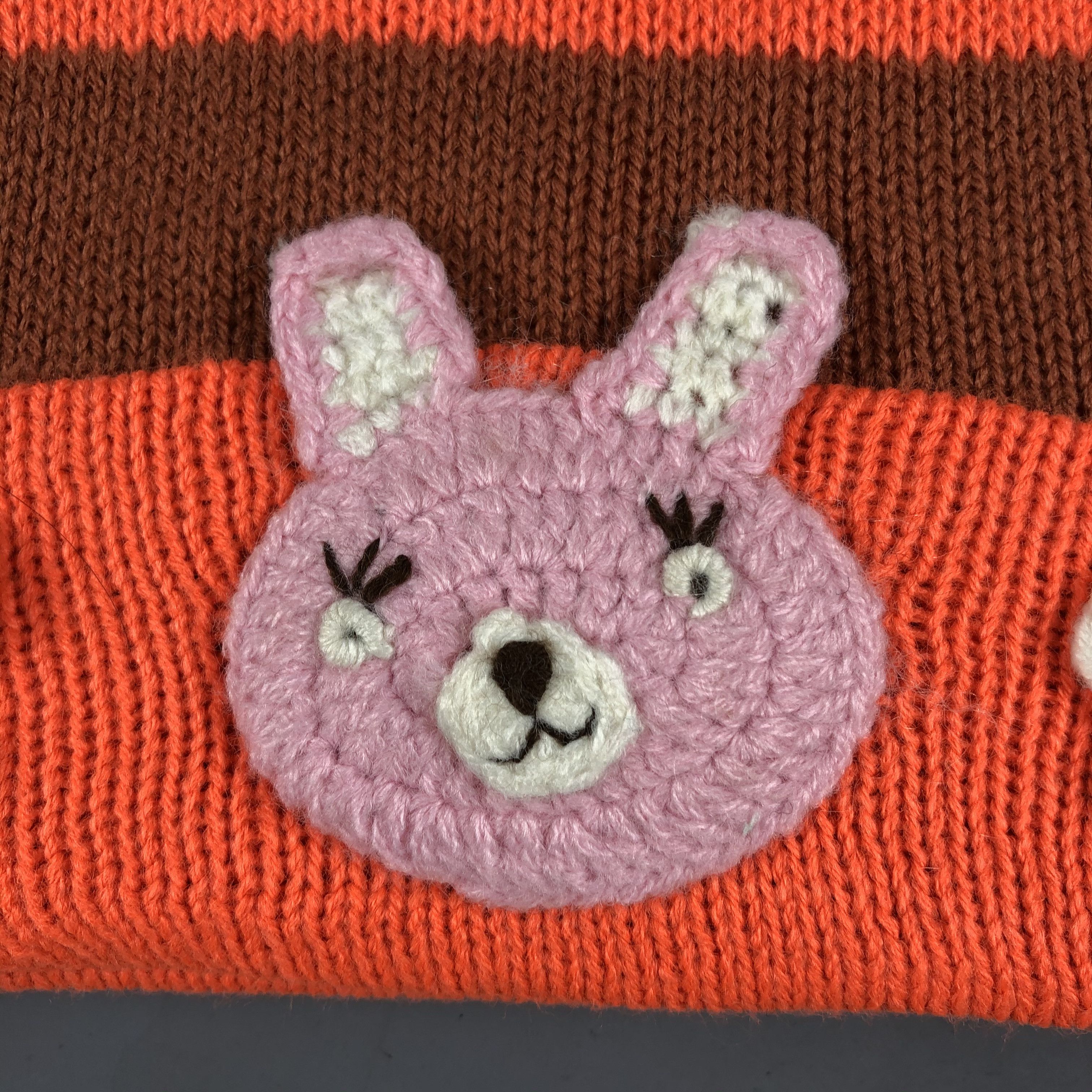 Japanese Brand Crochet Stripe Bear Beanie Hat Size ONE SIZE - 4 Thumbnail