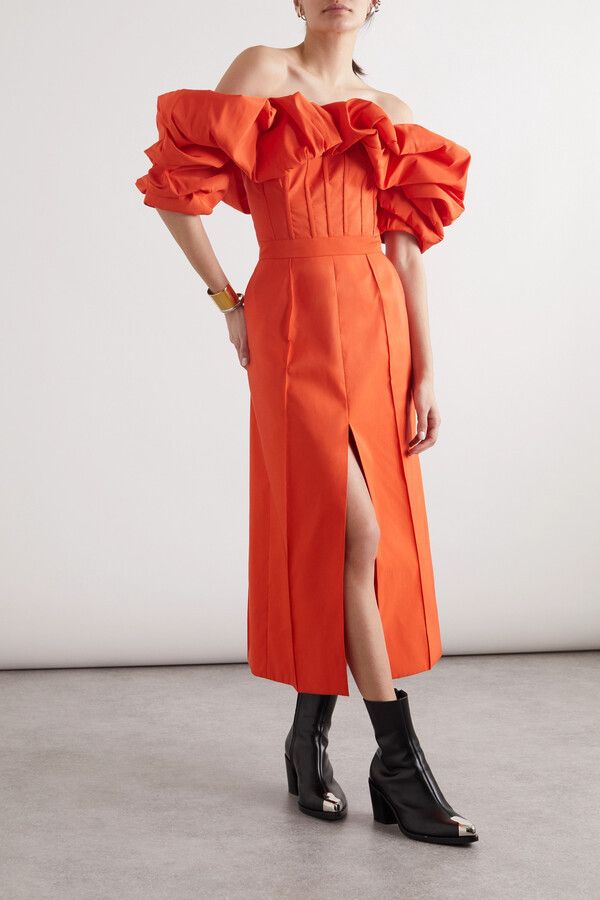 Alexander McQueen o1y0325 Elegant Midi Dress in Orange Size S / US 4 / IT 40 - 3 Thumbnail