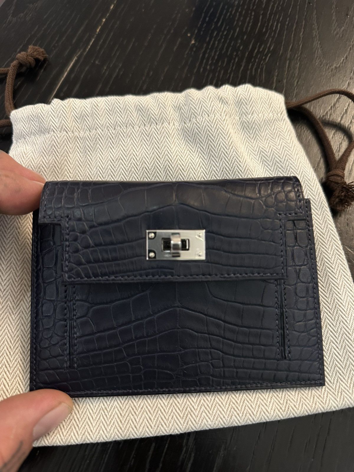 Hermes Hermes 2026 NEW 1:1 CROC KELLY POCKET MINI COMPACT WALLET Size ONE SIZE - 3 Thumbnail