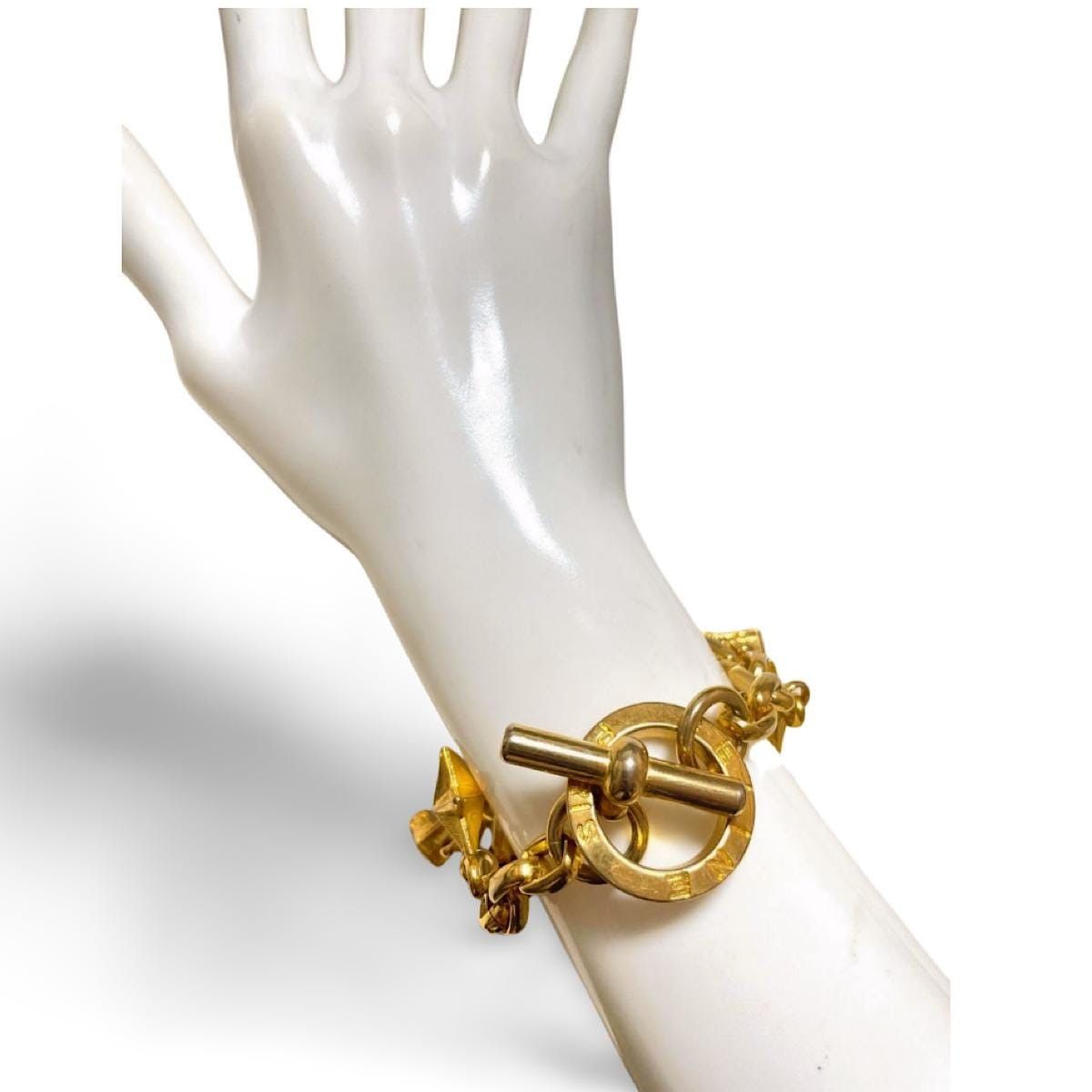 Celine Vintage Celine chain bracelet with Triomphe and star charms. Size ONE SIZE - 3 Thumbnail