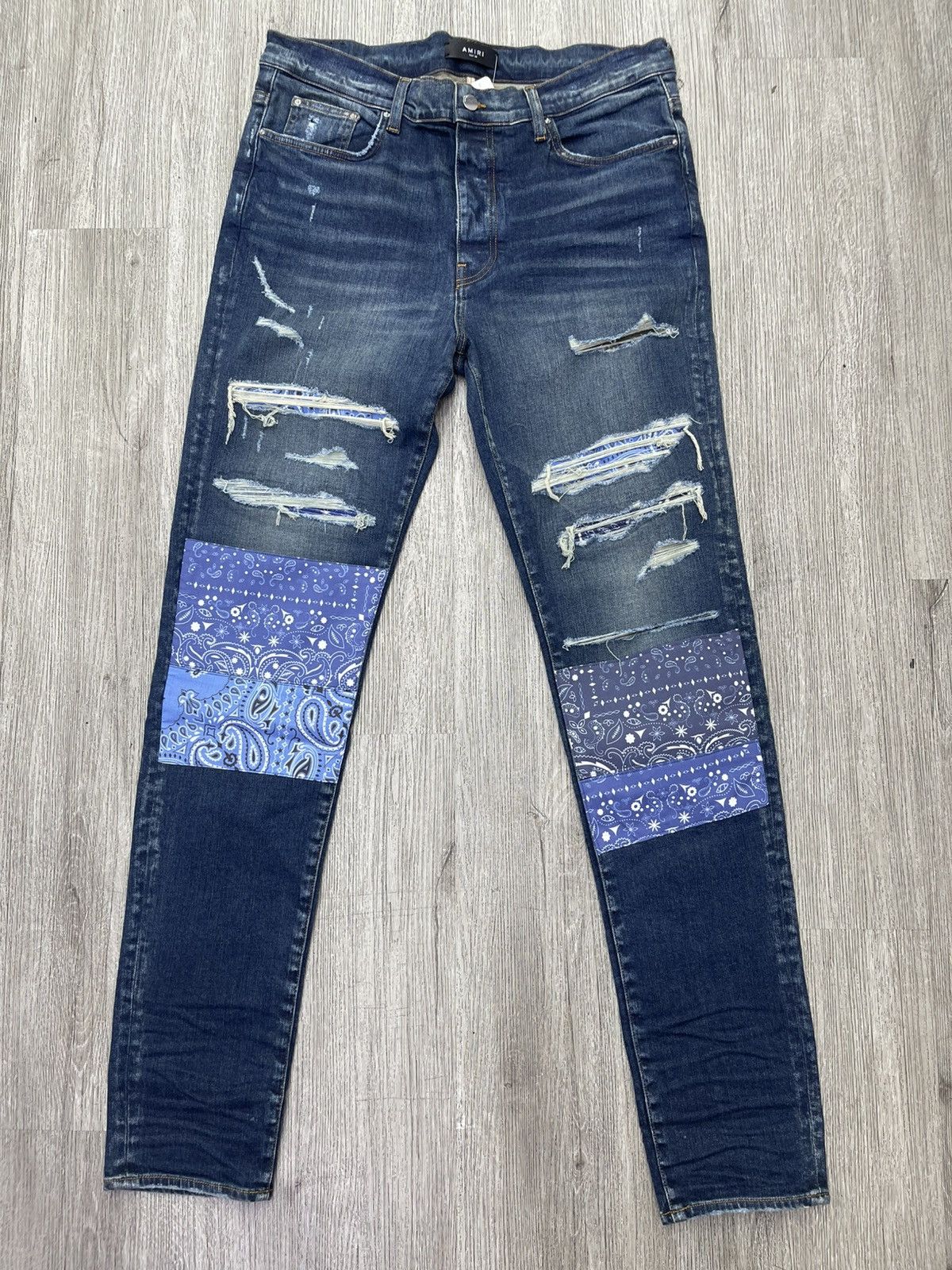 Amiri Amiri vintage bandana Artpatch jean (blue) Size US 38 / EU 54 - 1 Thumbnail