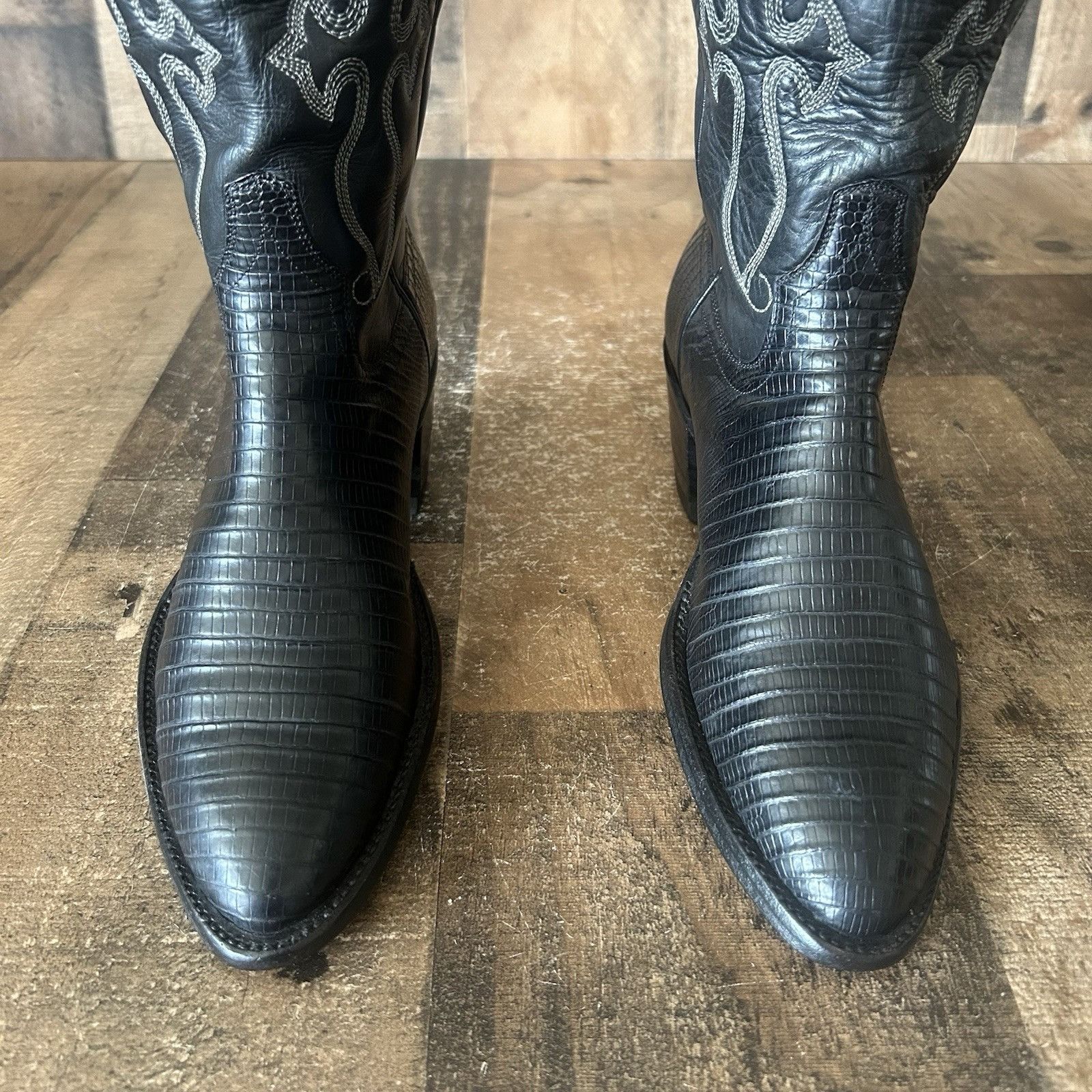 Vintage Falconhead Vintage Teju Lizard Black Cowboy Boots Womens 6 C Size US 6 / IT 36 - 2 Thumbnail