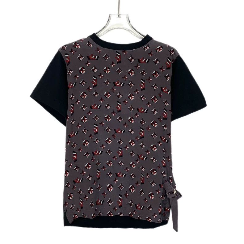Louis Vuitton Color-block logo full-print cotton crew neck