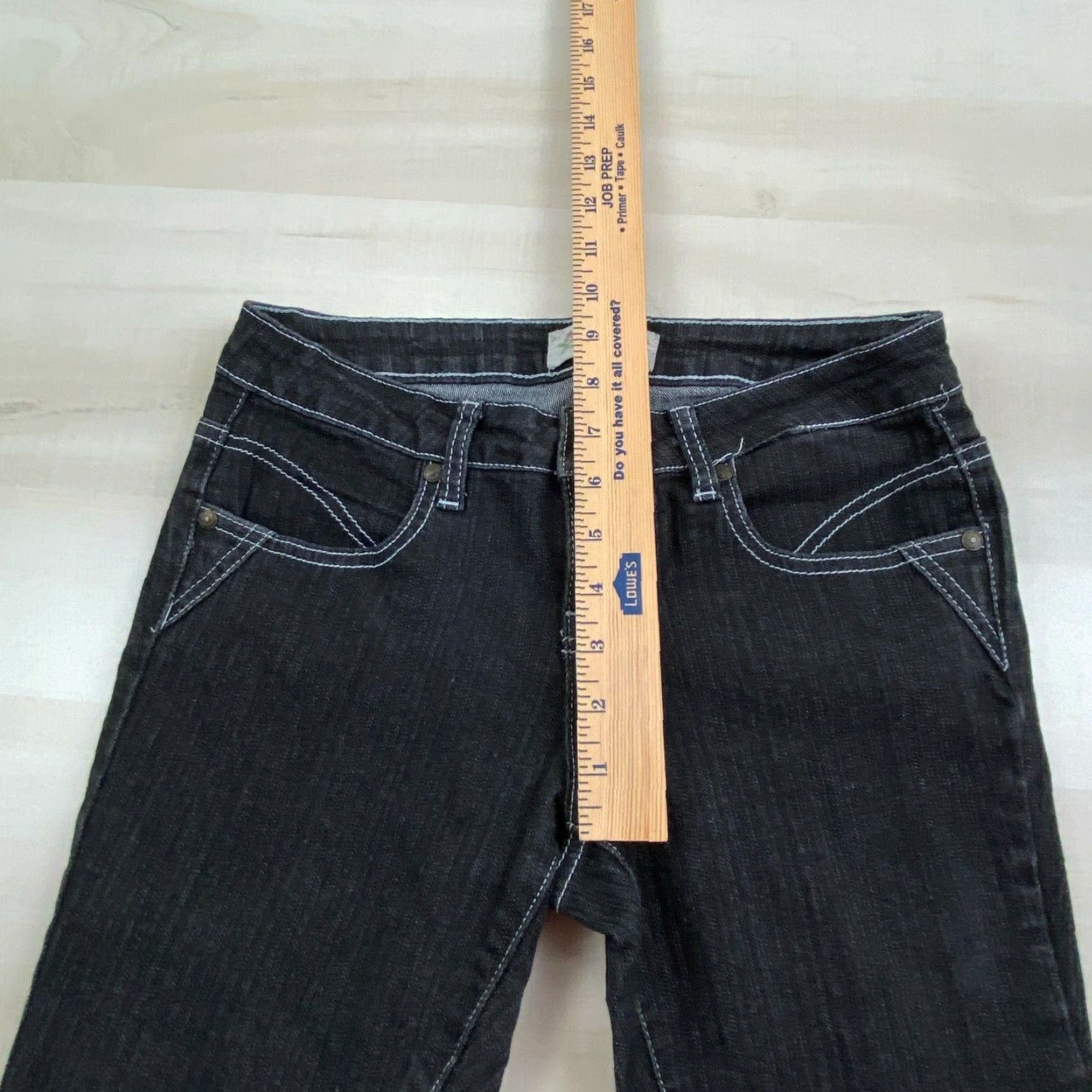 Vintage Murraga Exotica Womens Skinny Jeans 5 Junior Black Denim Stars Moons Embroidery Size 27" / US 4 / IT 40 - 7 Thumbnail